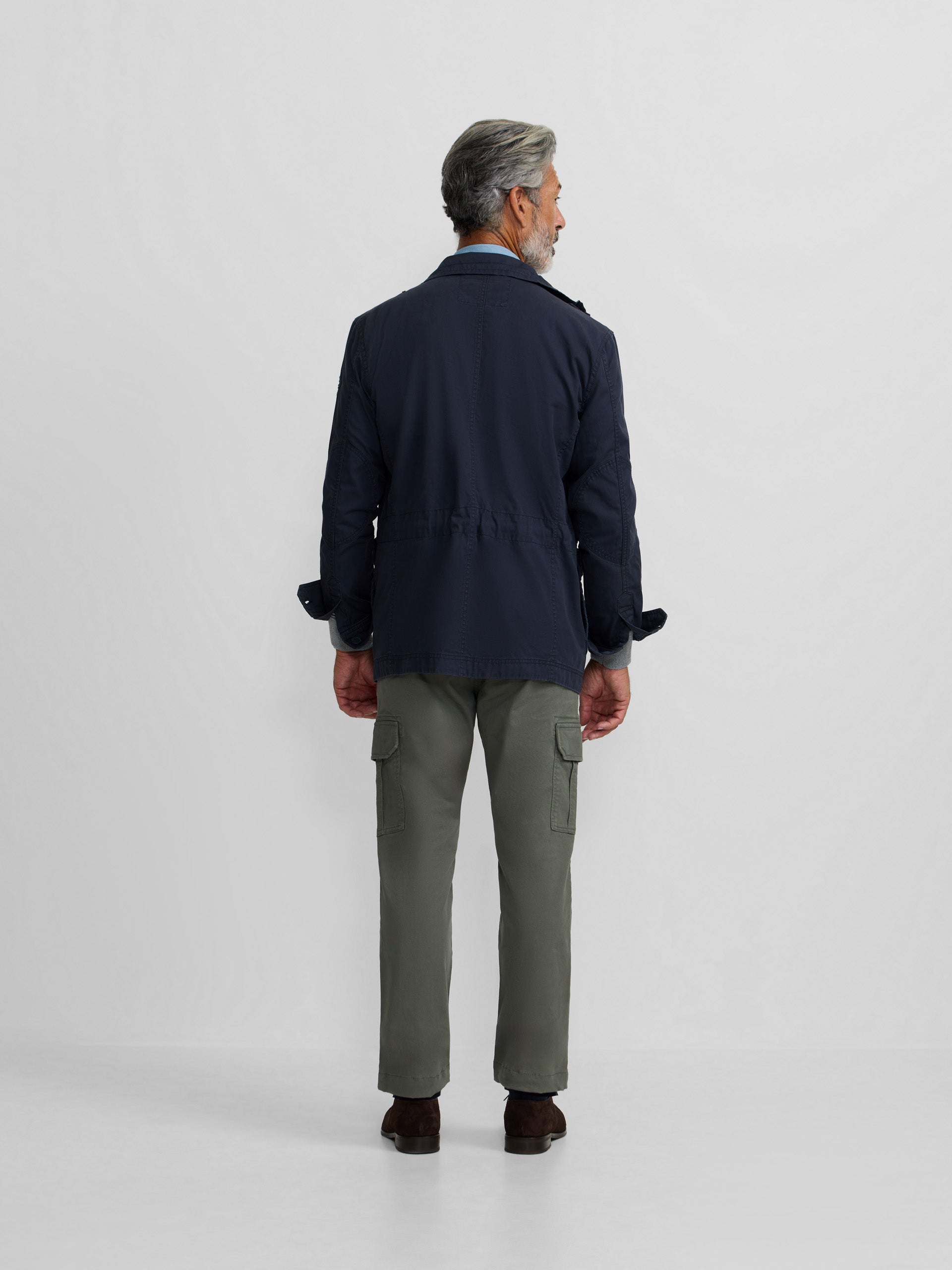 Veste militaire à patchs de teinture bleu marine