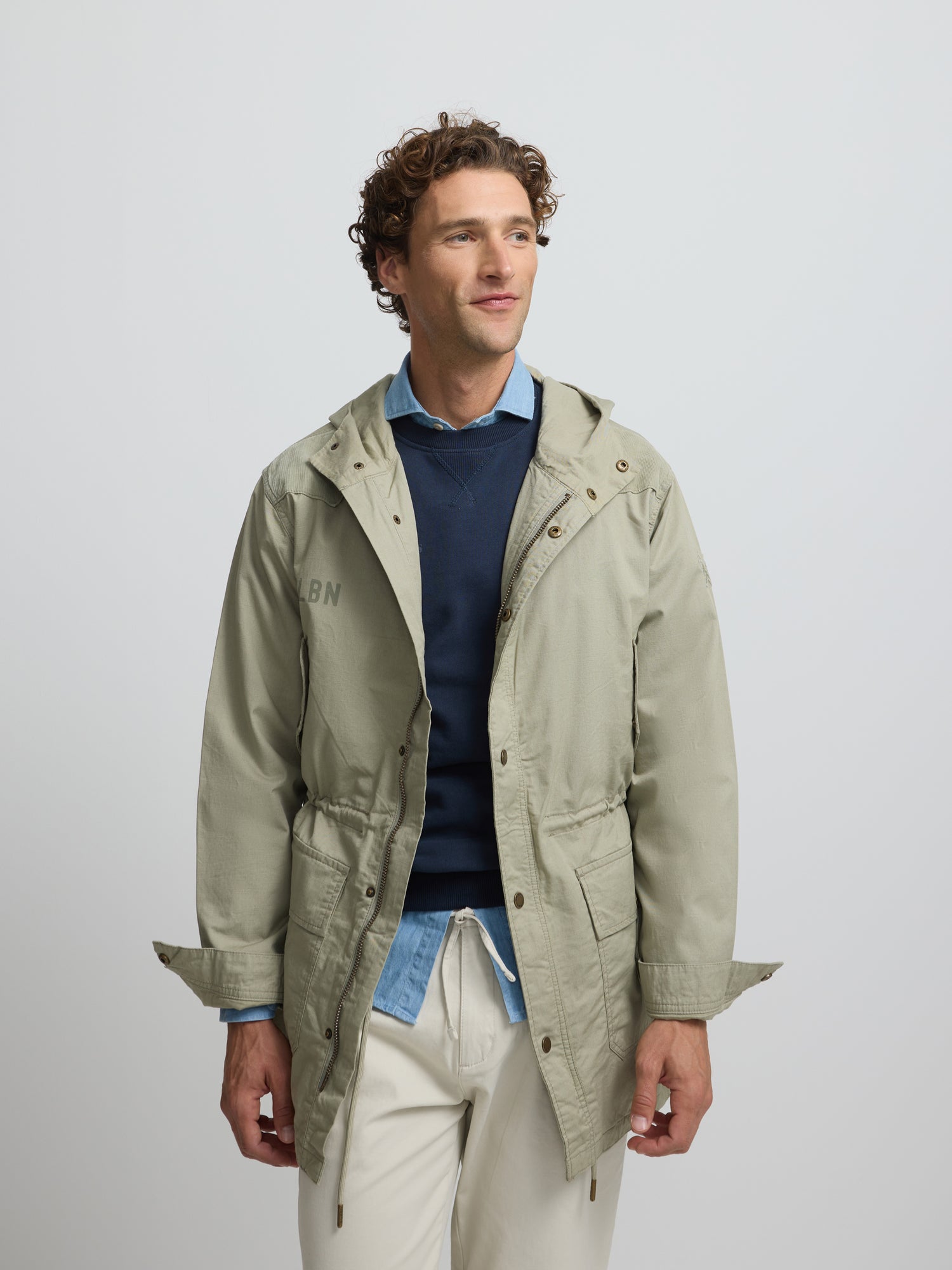 Green garment dye parka