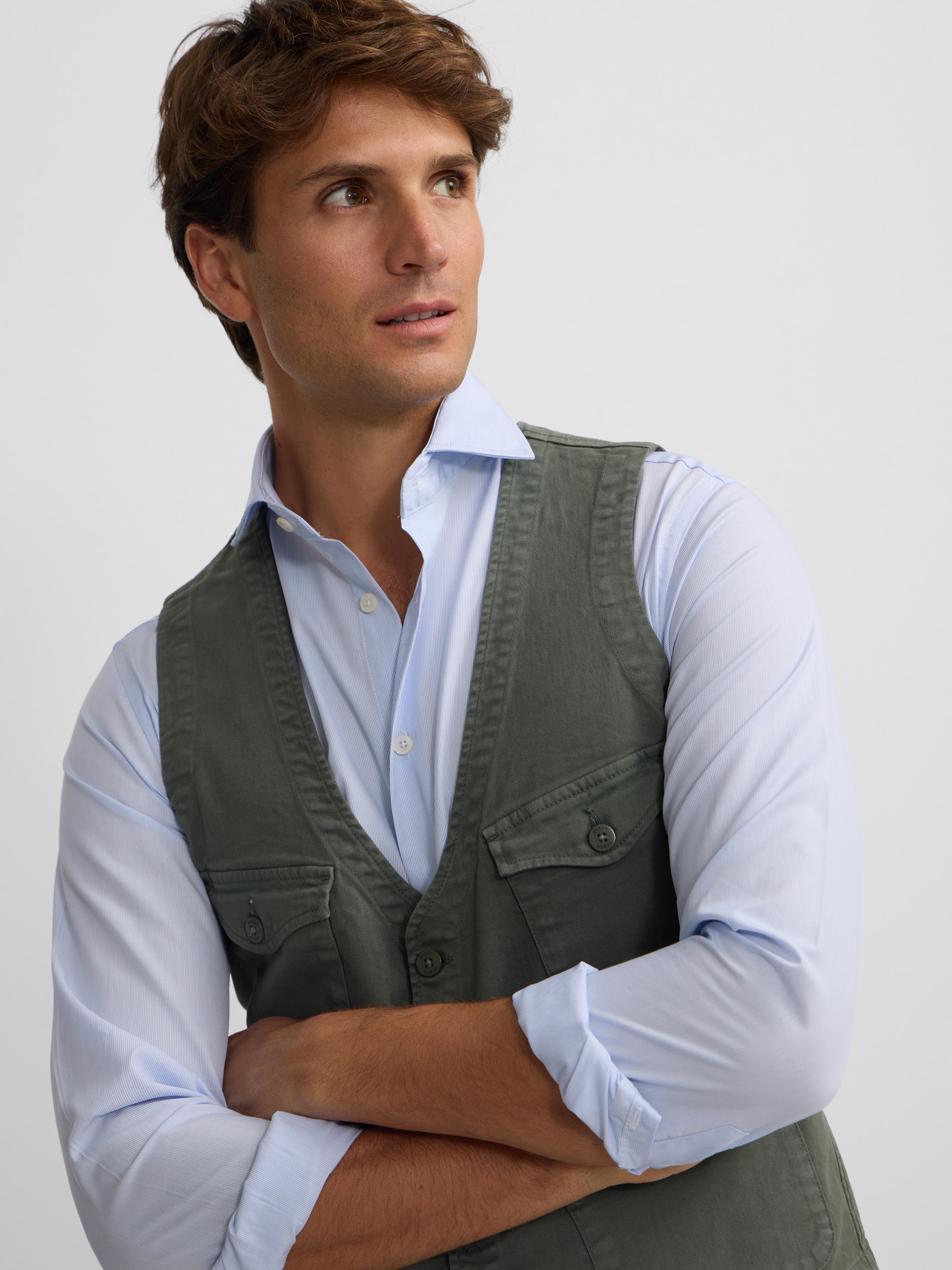 Green multi-pocket vest
