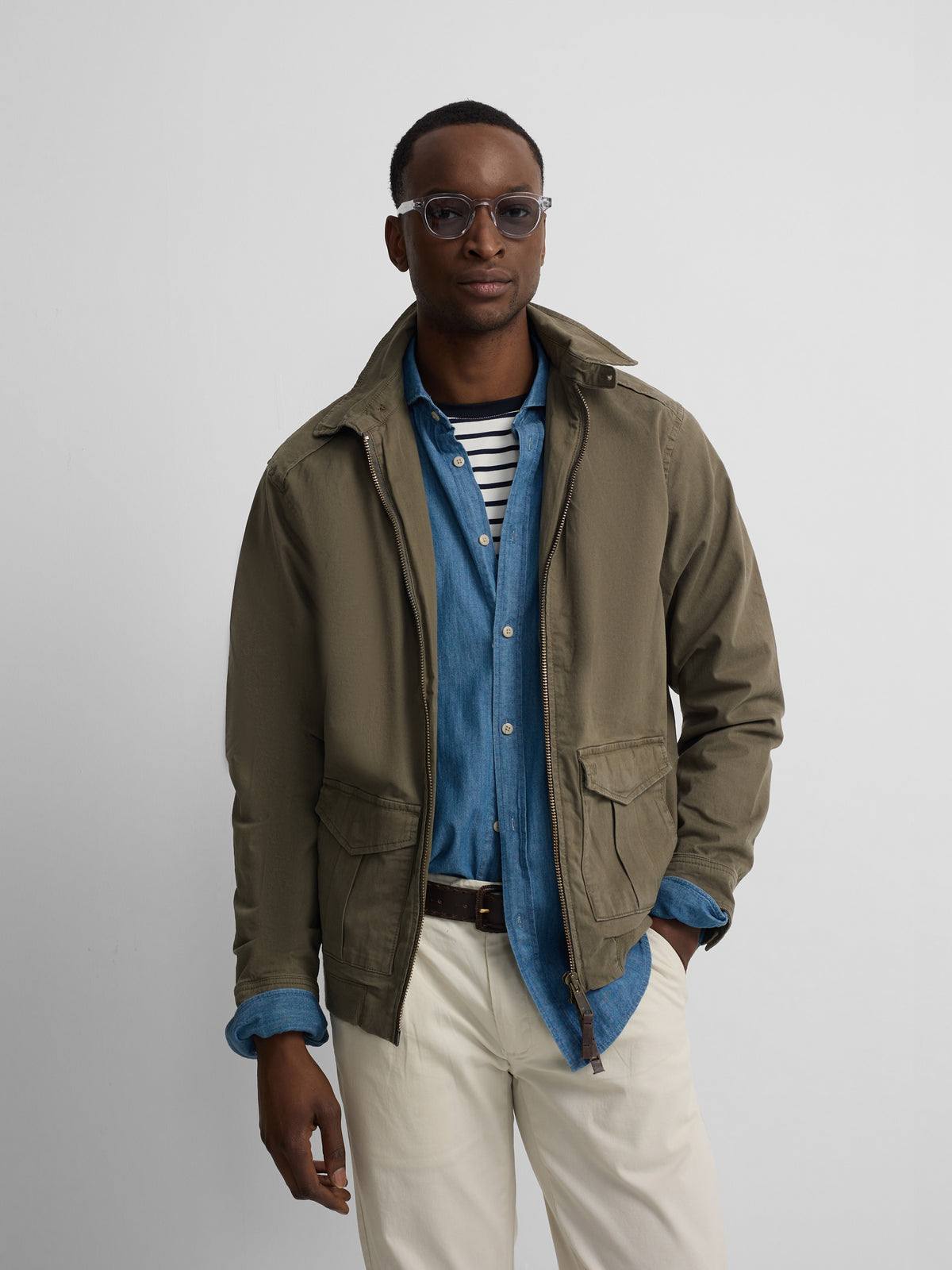 Cazadora garment dye khaki