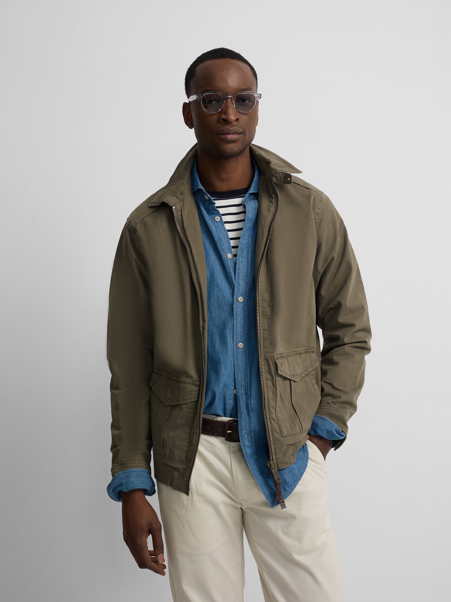 Cazadora garment dye khaki