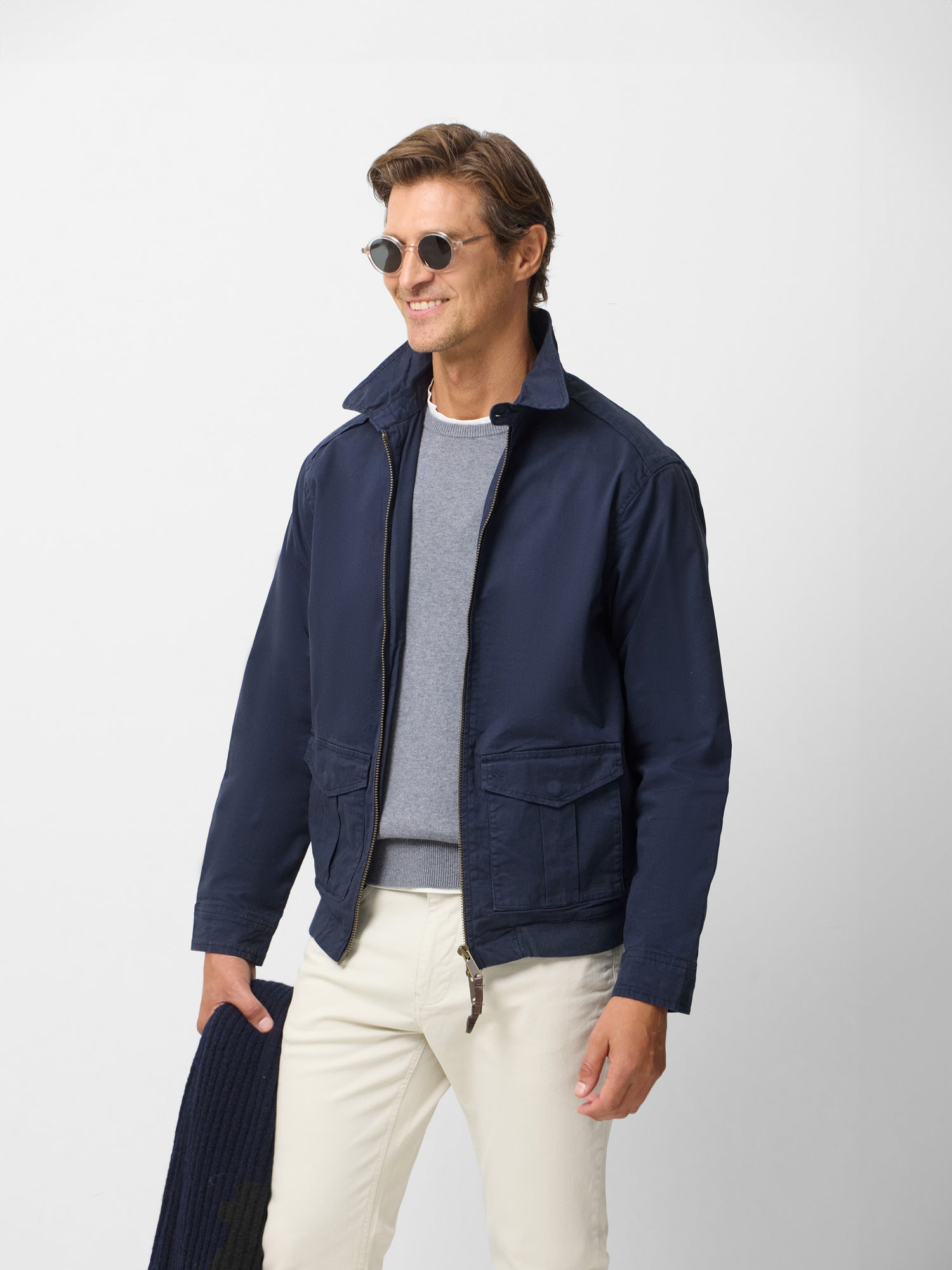 Navy blue garment dye jacket