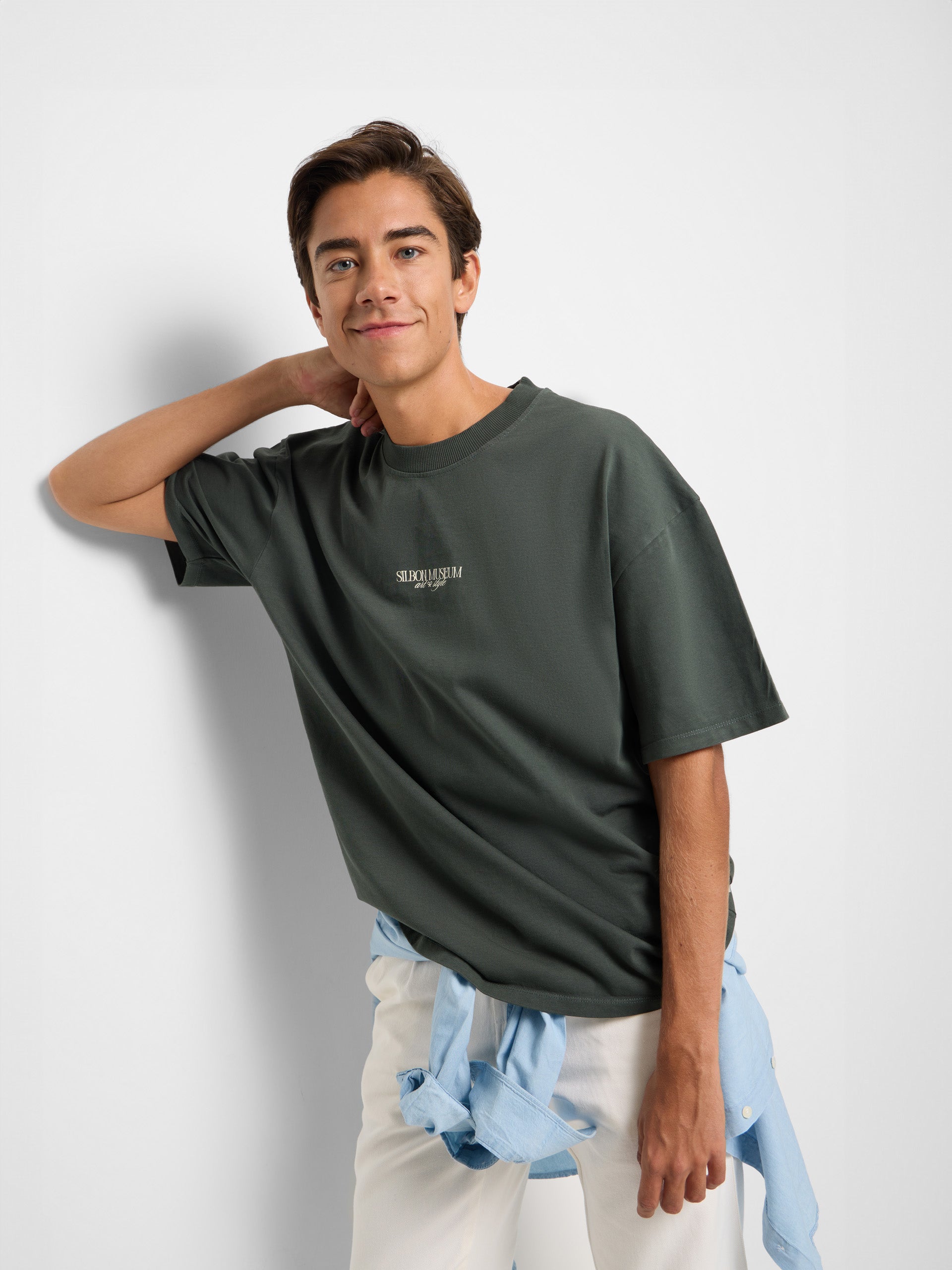 Camiseta relaxed fit museum verde