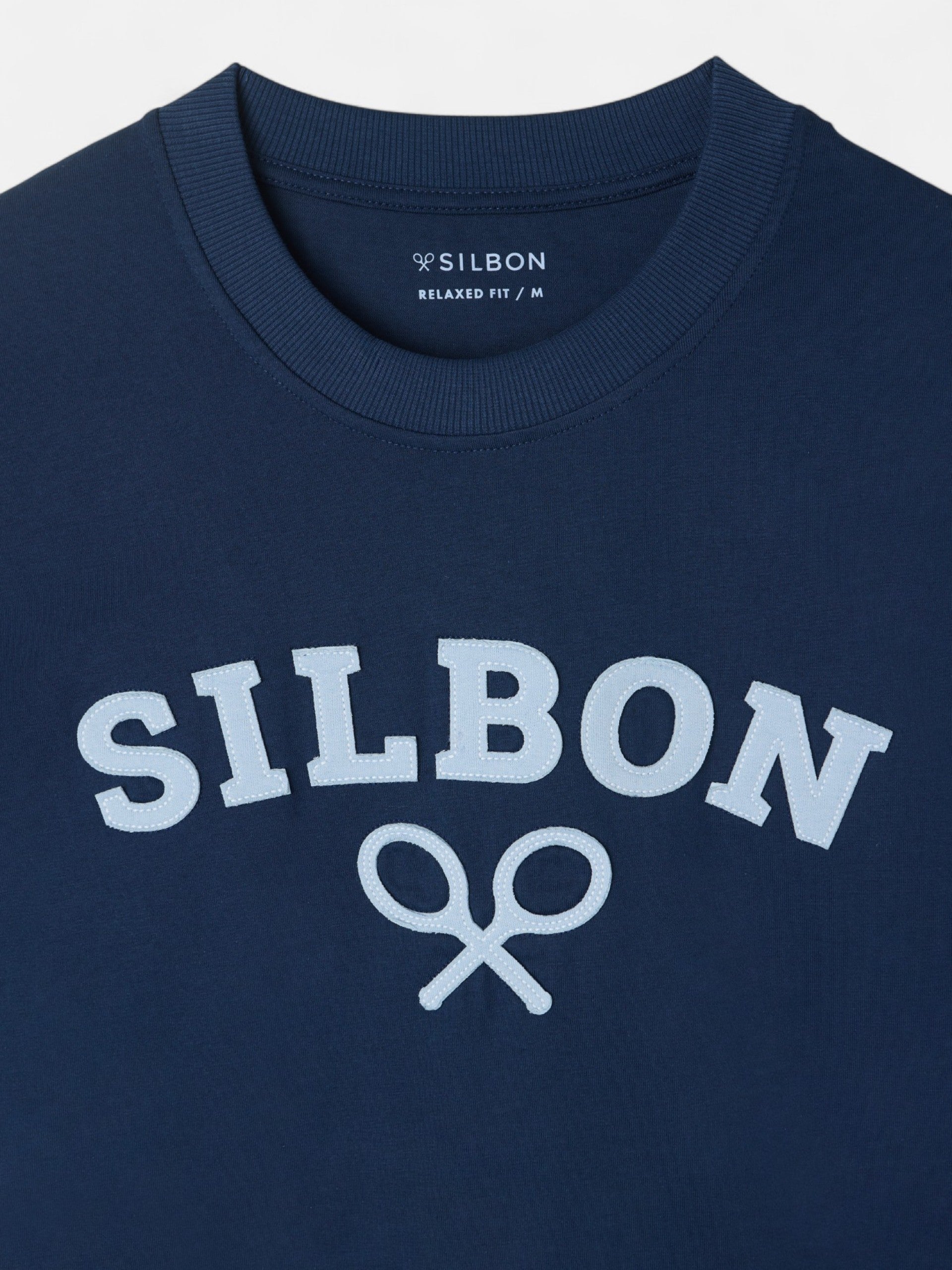 Relaxed fit medium racket navy blue t-shirt