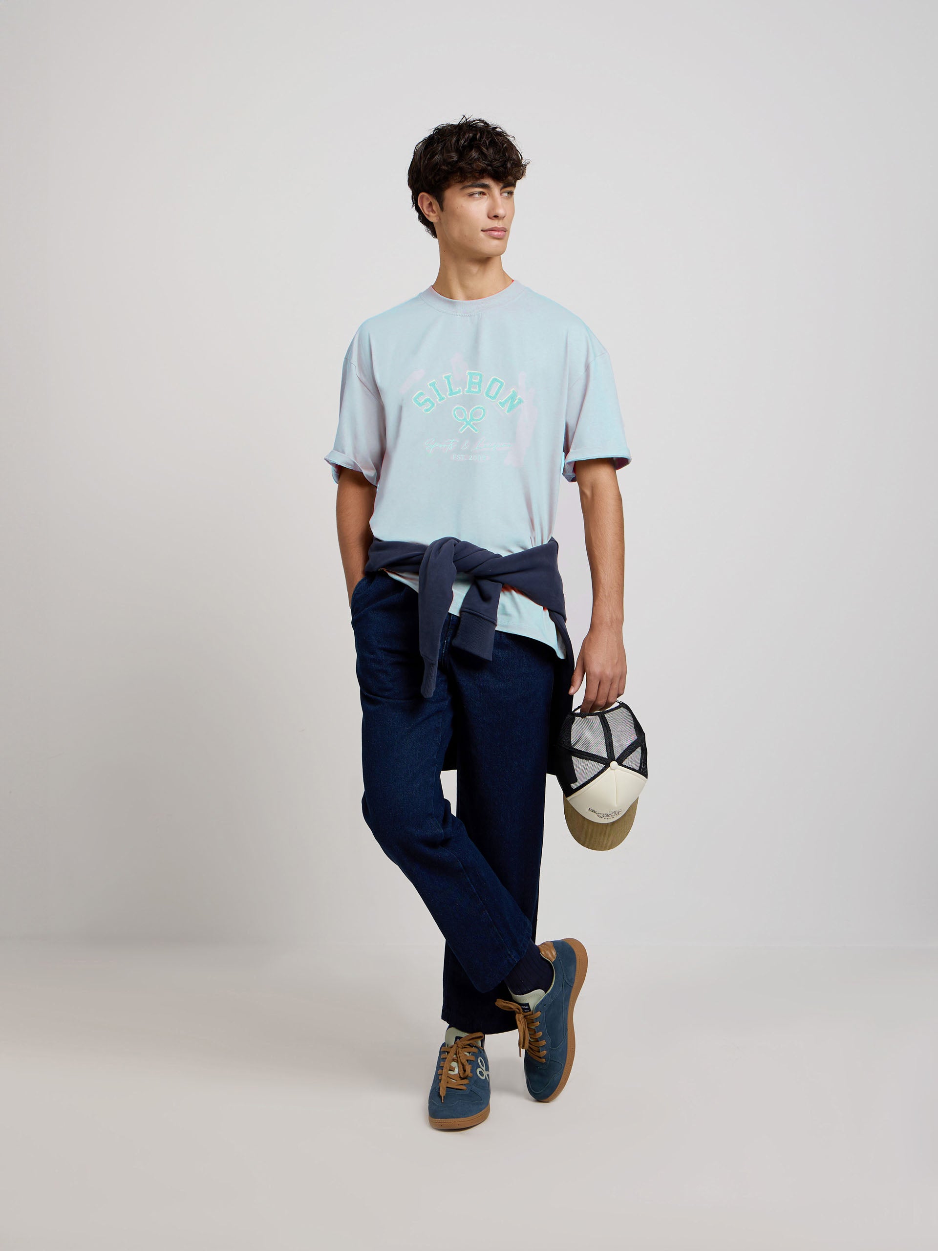 Relaxed fit leisure aquamarine T-shirt