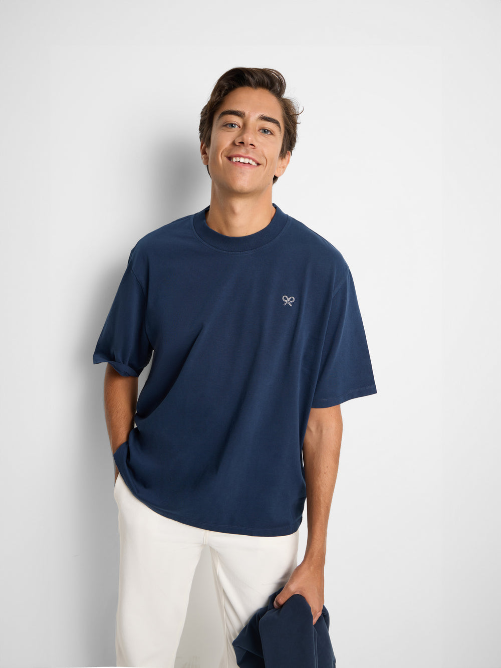 Special fit two rackets navy blue t-shirt