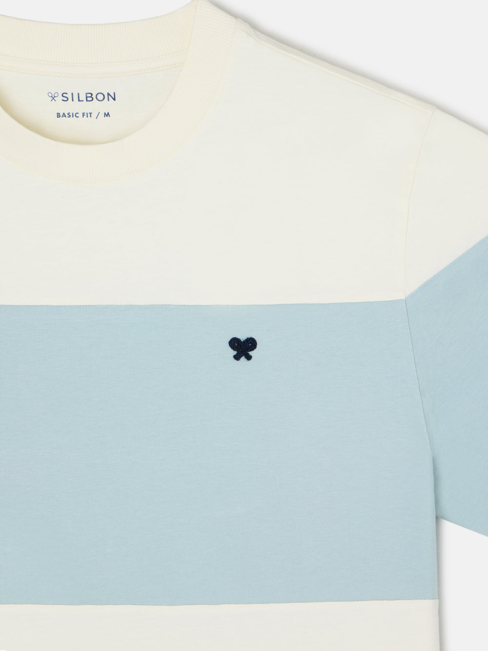 T-shirt de risca larga verde claro creme