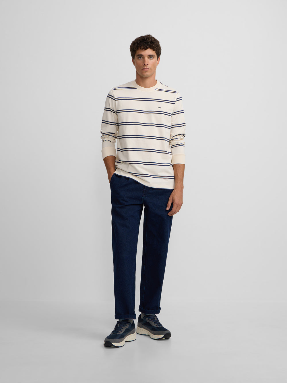 Camiseta manga larga rayas azul marino