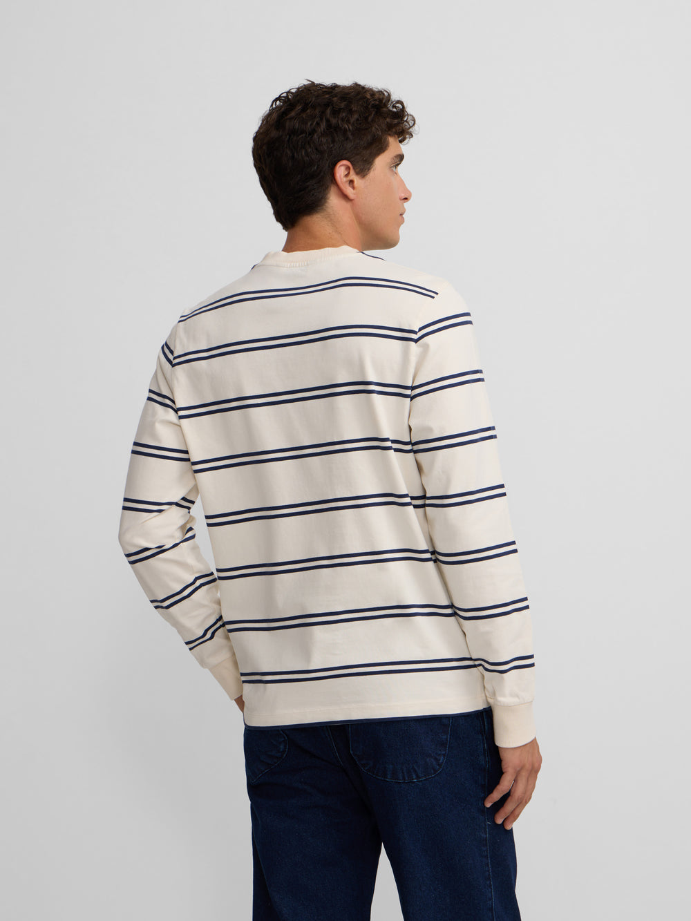 Camiseta manga larga rayas azul marino