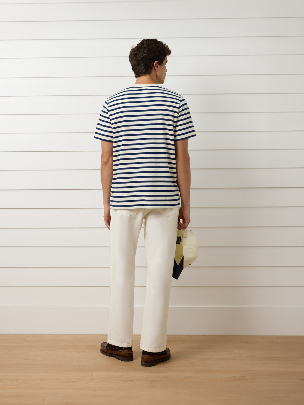 Camisola de risca média azul-marinho