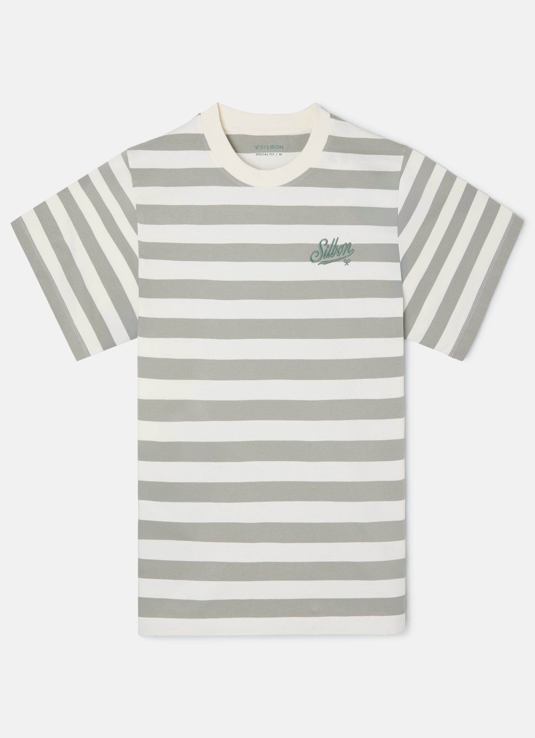 Special fit T-shirt with cream green stripes