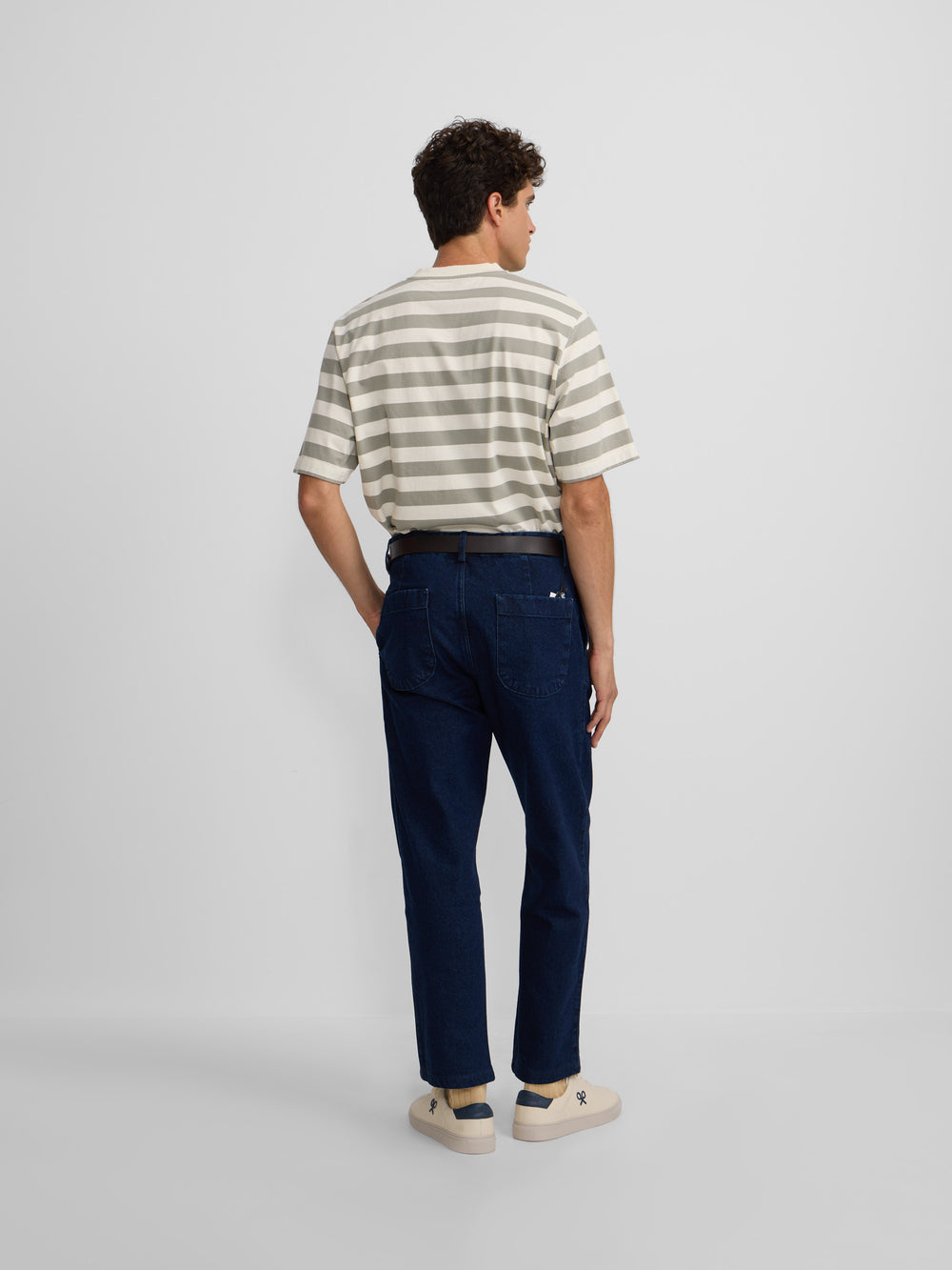 T-shirt coupe spéciale à rayures vert crème