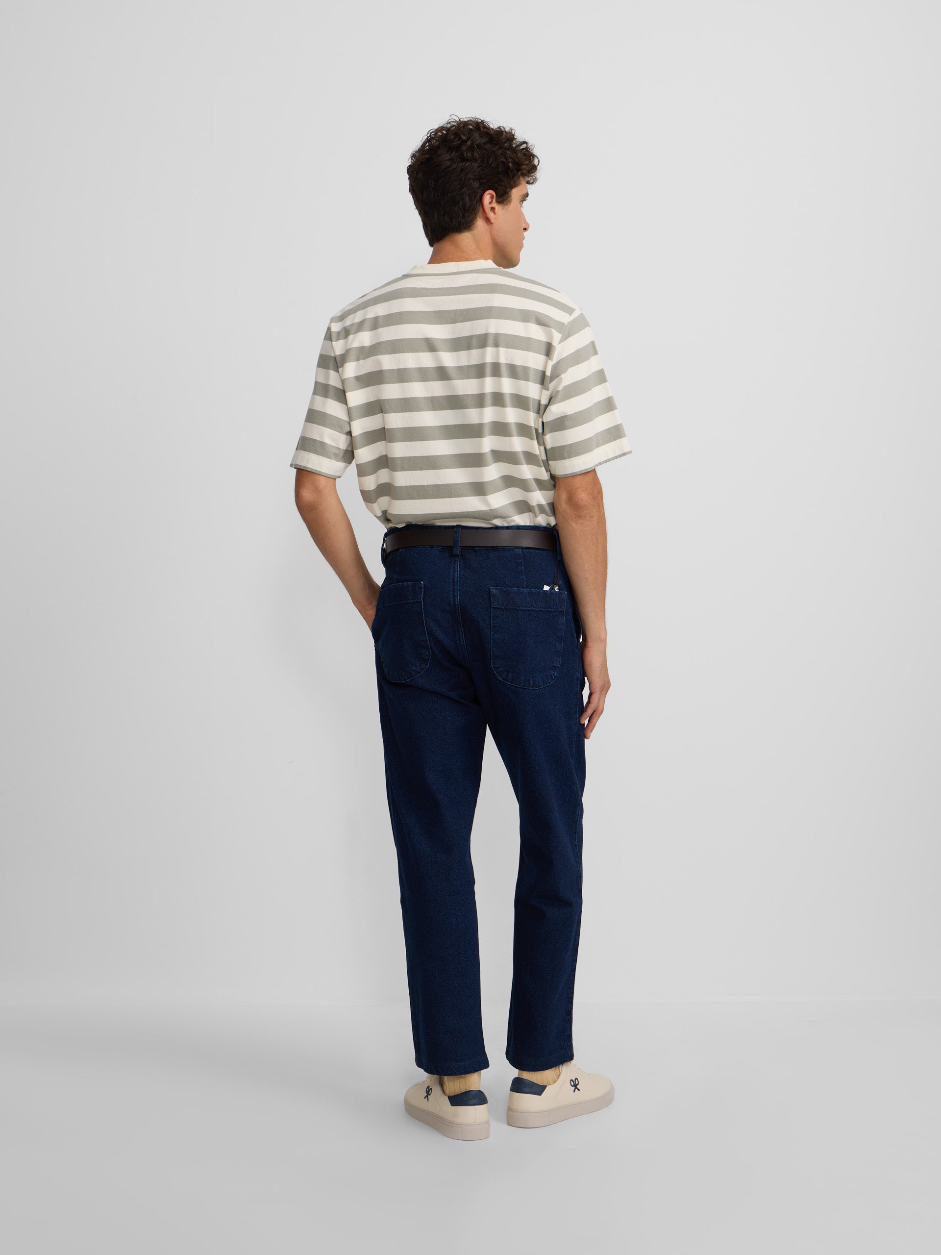 Special fit T-shirt with cream green stripes