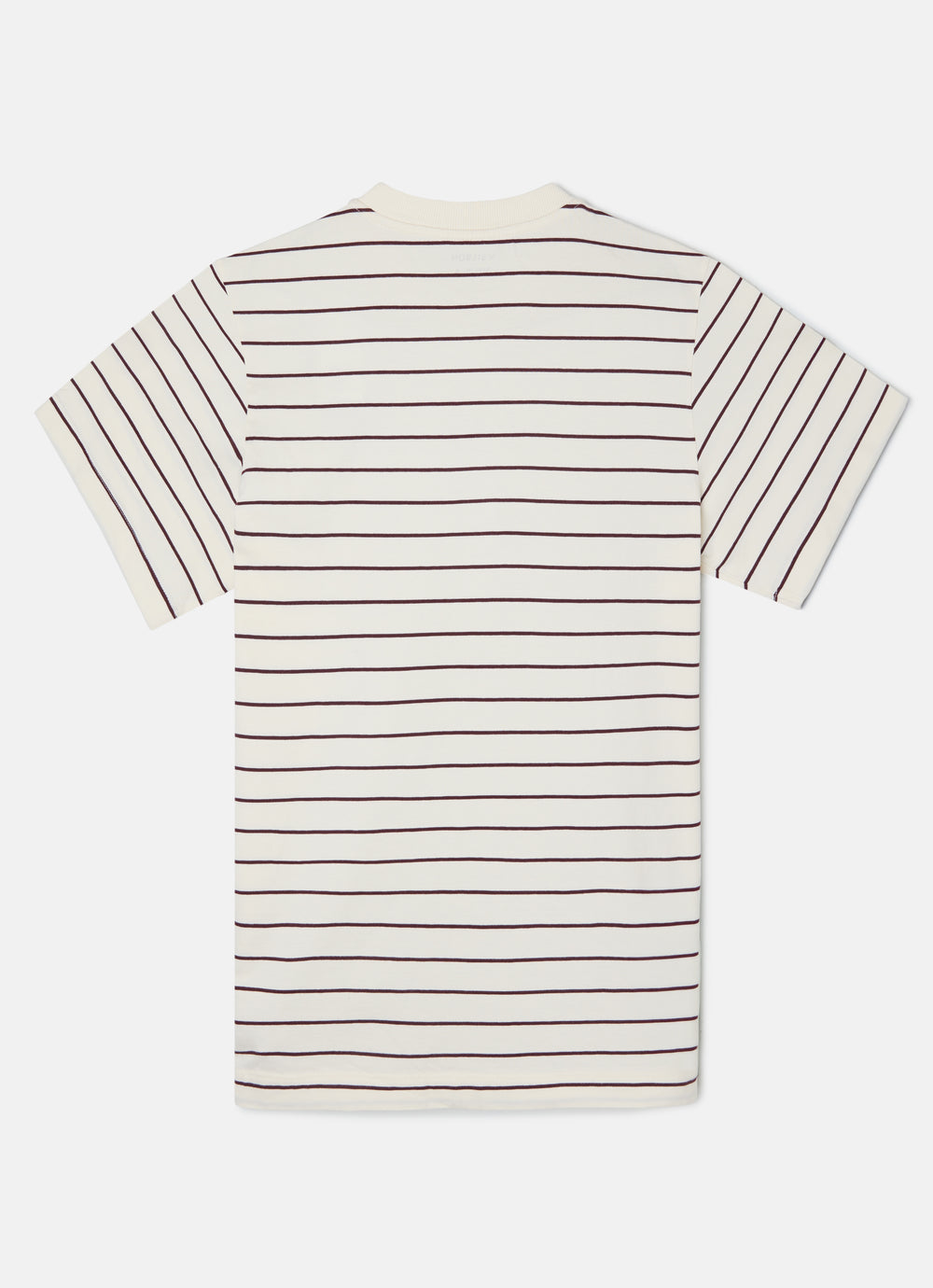 Camiseta raya fina burdeos crema