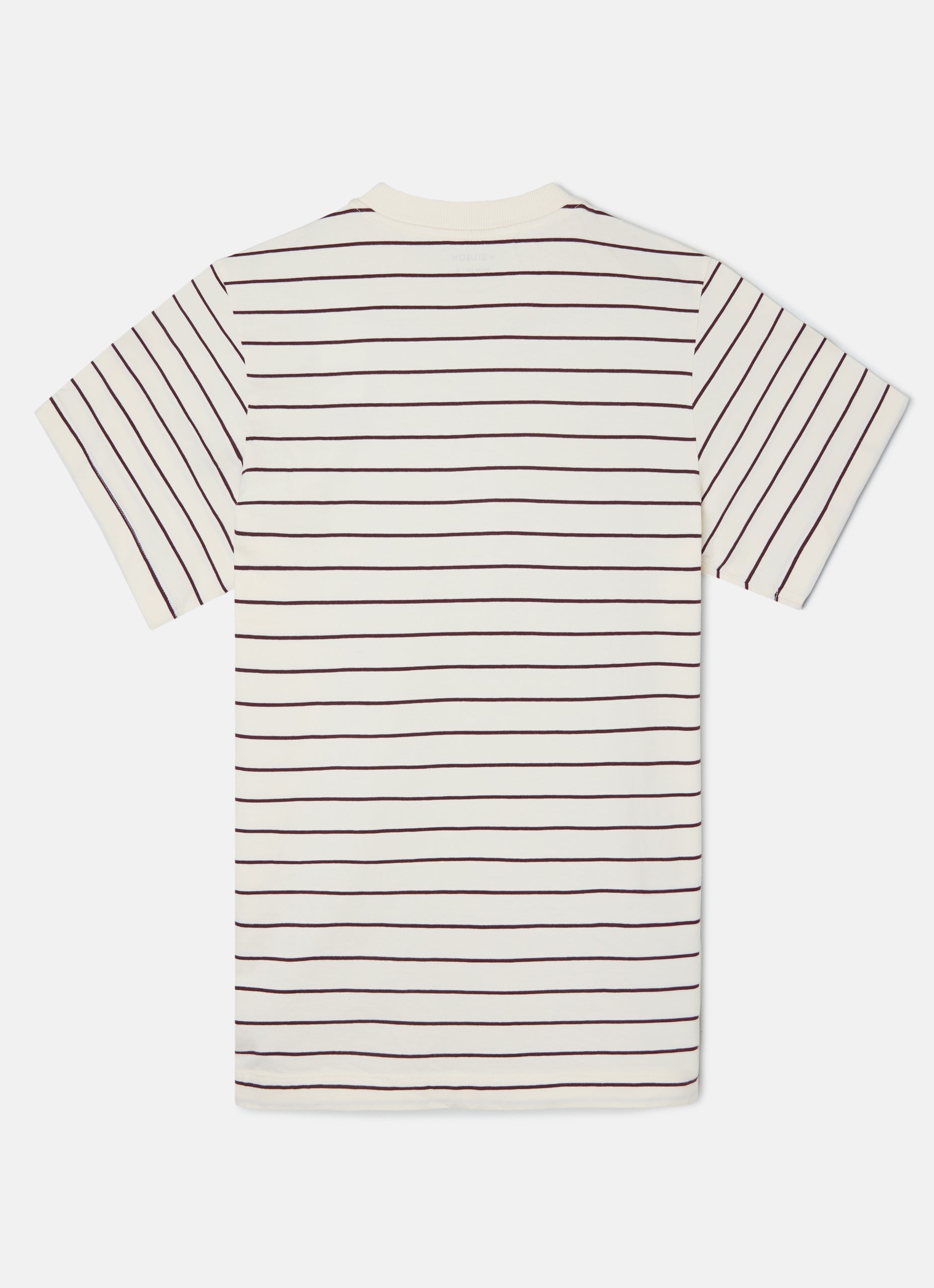 Camiseta raya fina burdeos crema