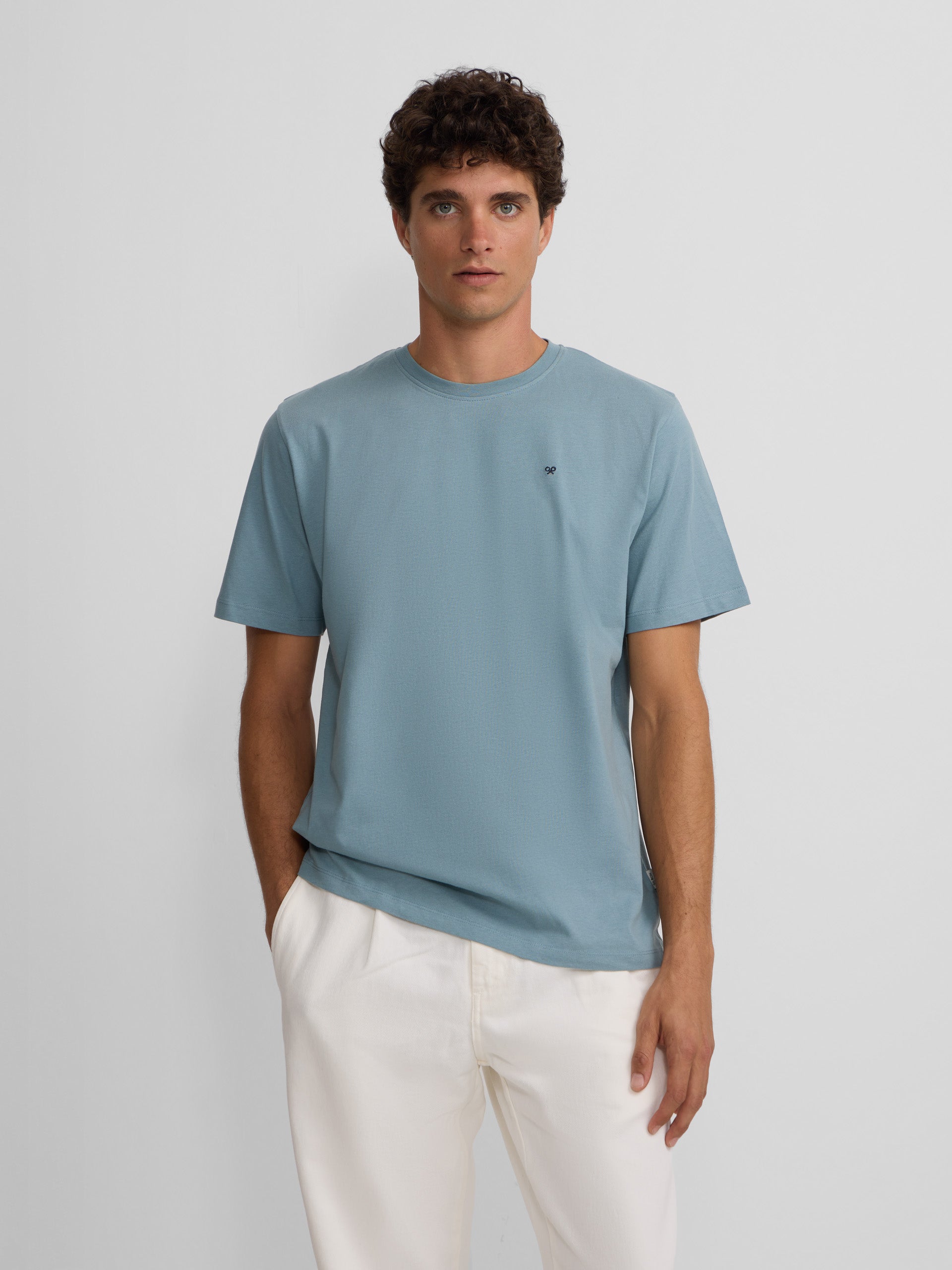 Indigo blue mini logo silbon t-shirt