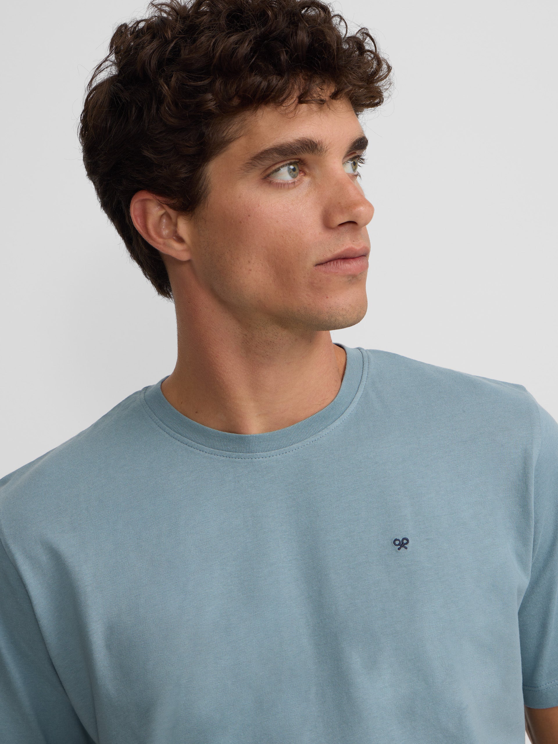 Indigo blue mini logo silbon t-shirt
