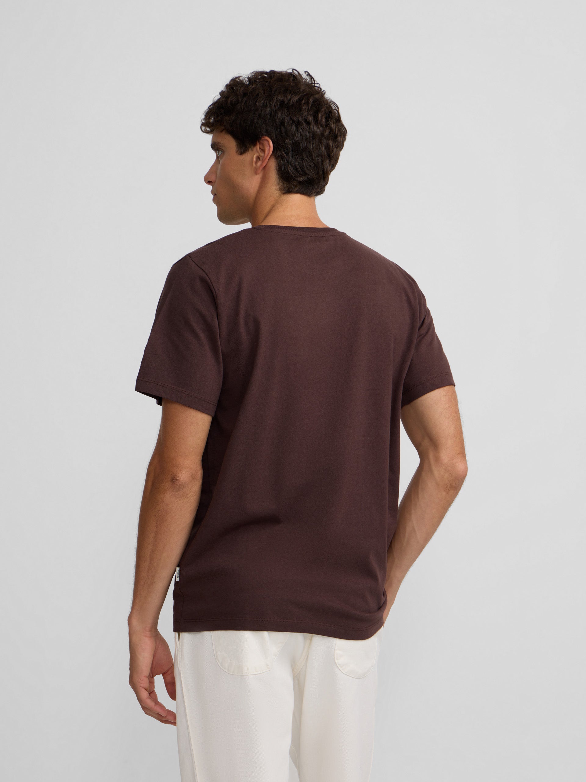 Camiseta silbon minilogo marron