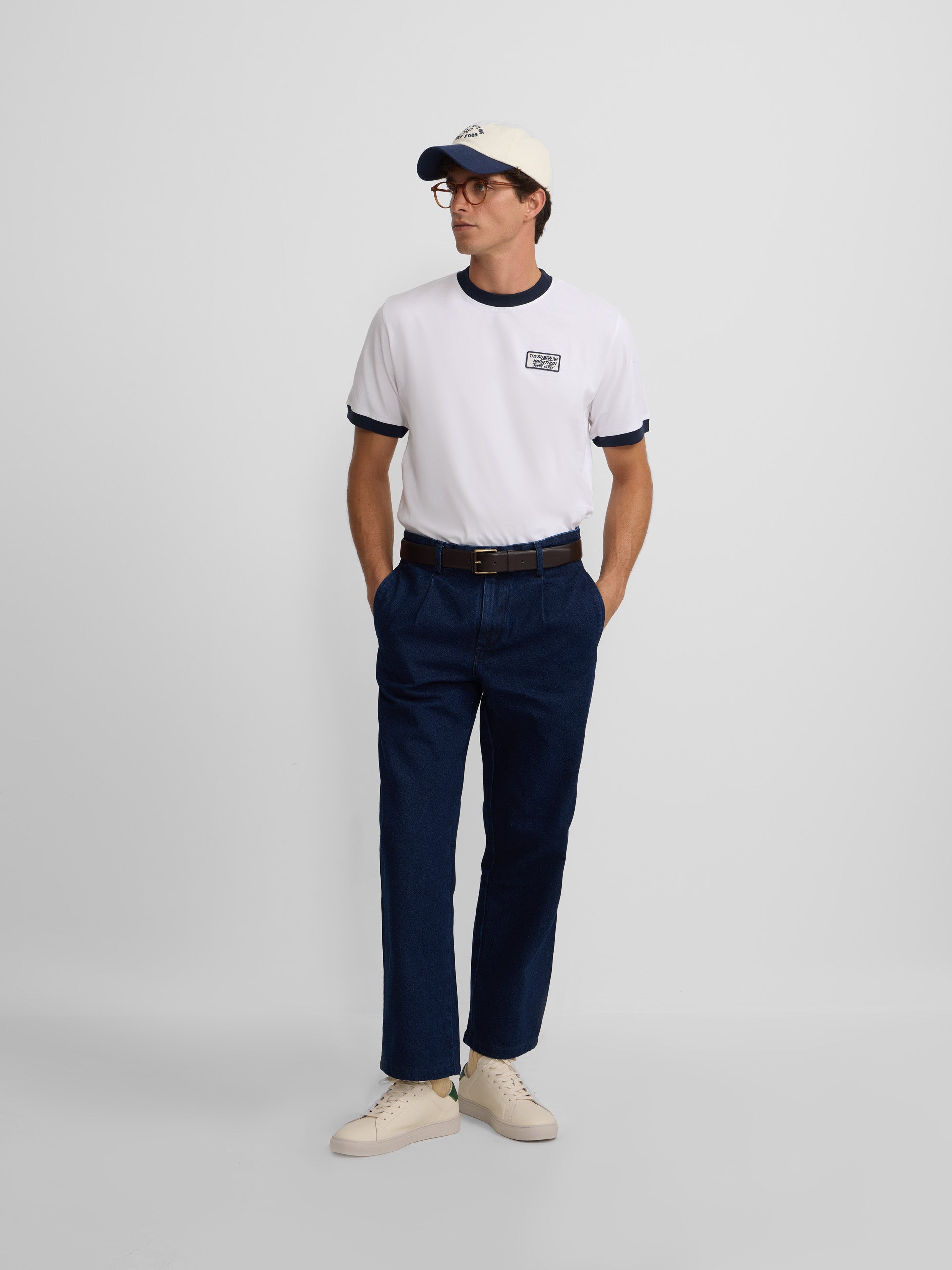 Camiseta silbon retro patch blanca