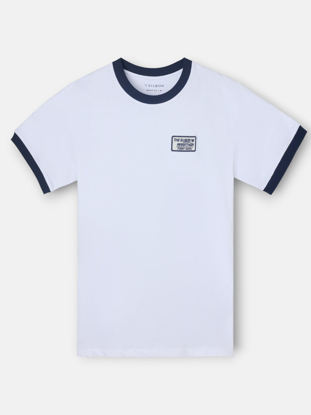 Camiseta silbon retro patch blanca