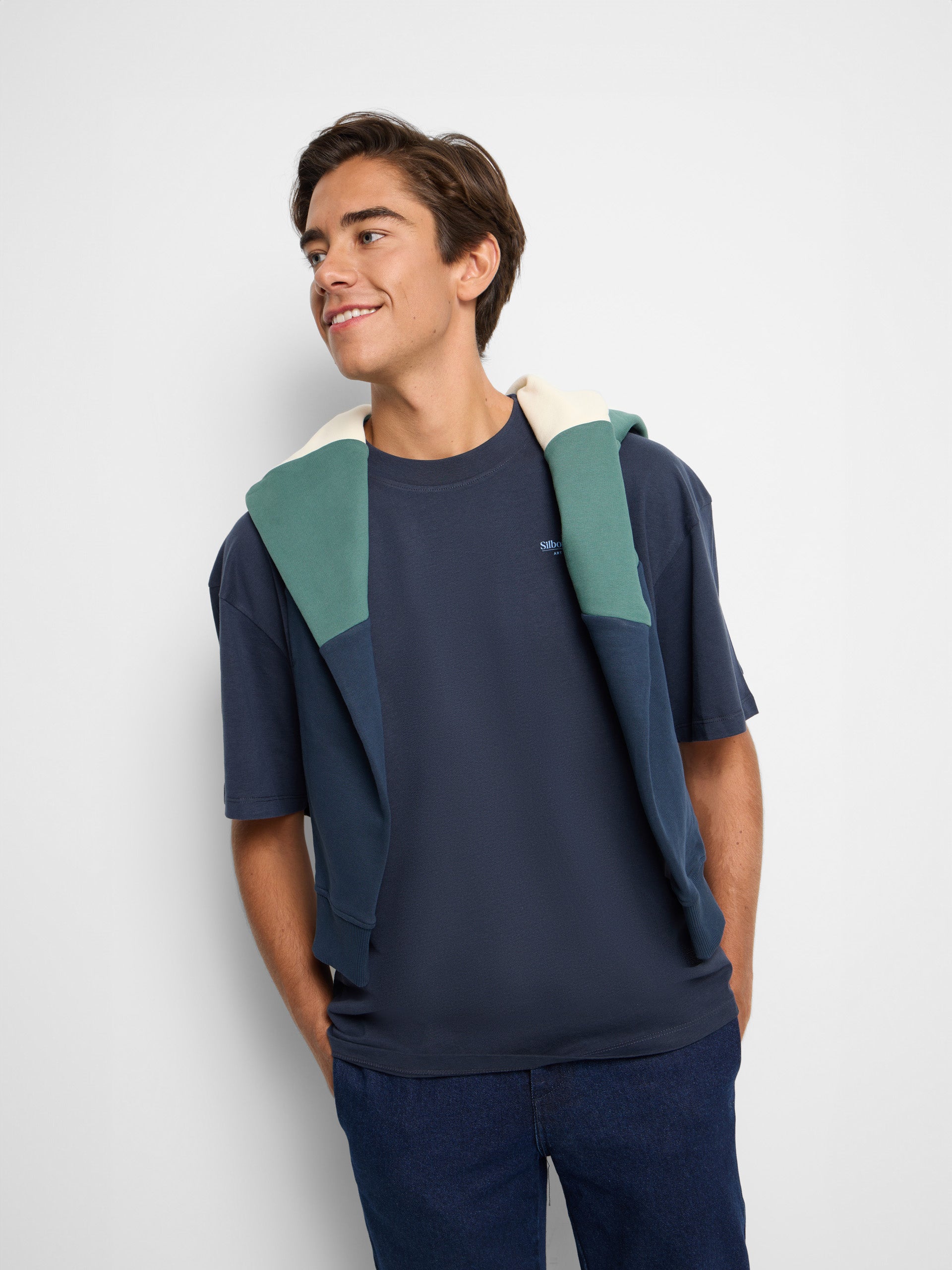 Relaxed fit collection navy blue T-shirt