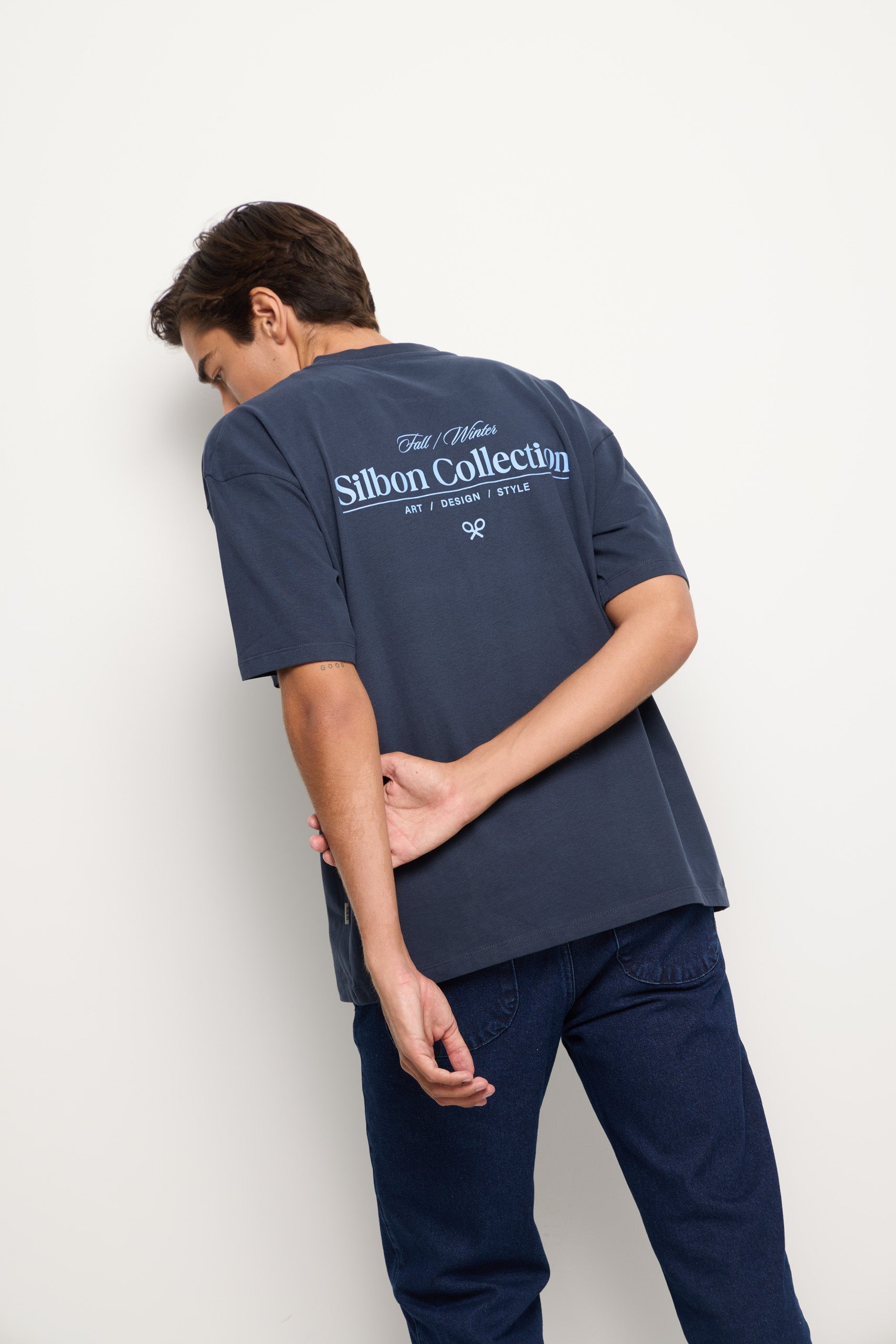Relaxed fit collection navy blue T-shirt