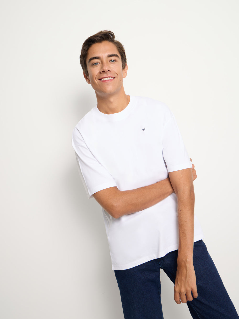 Relaxed fit sport college white T-shirt