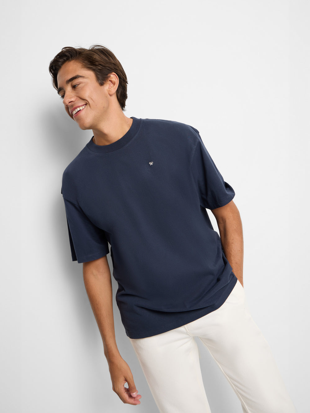 Relaxed fit sport college navy T-shirt