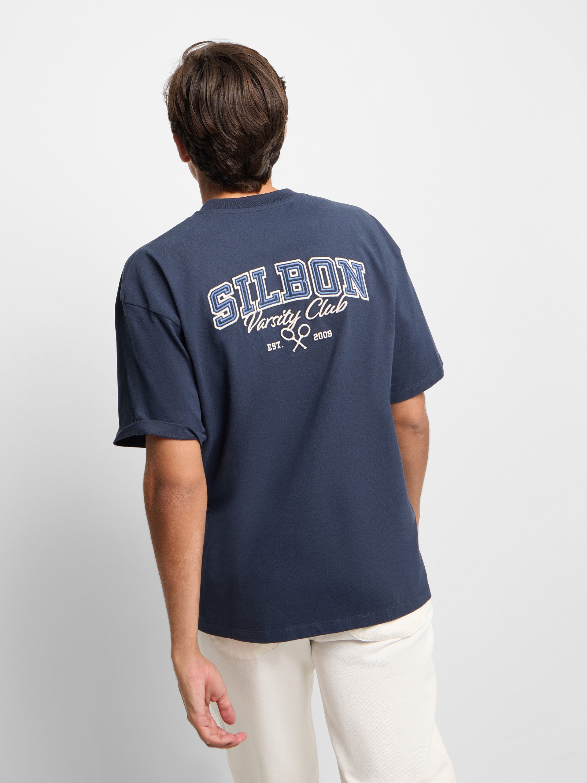 Relaxed fit sport college navy T-shirt