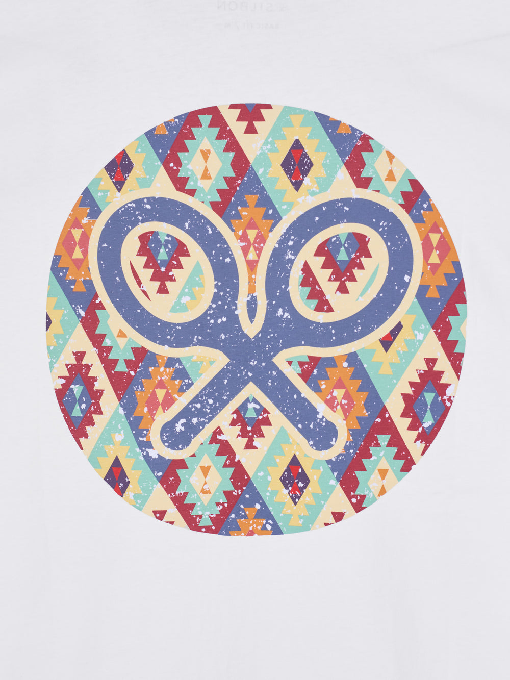 White multicolor ethnic circle t-shirt