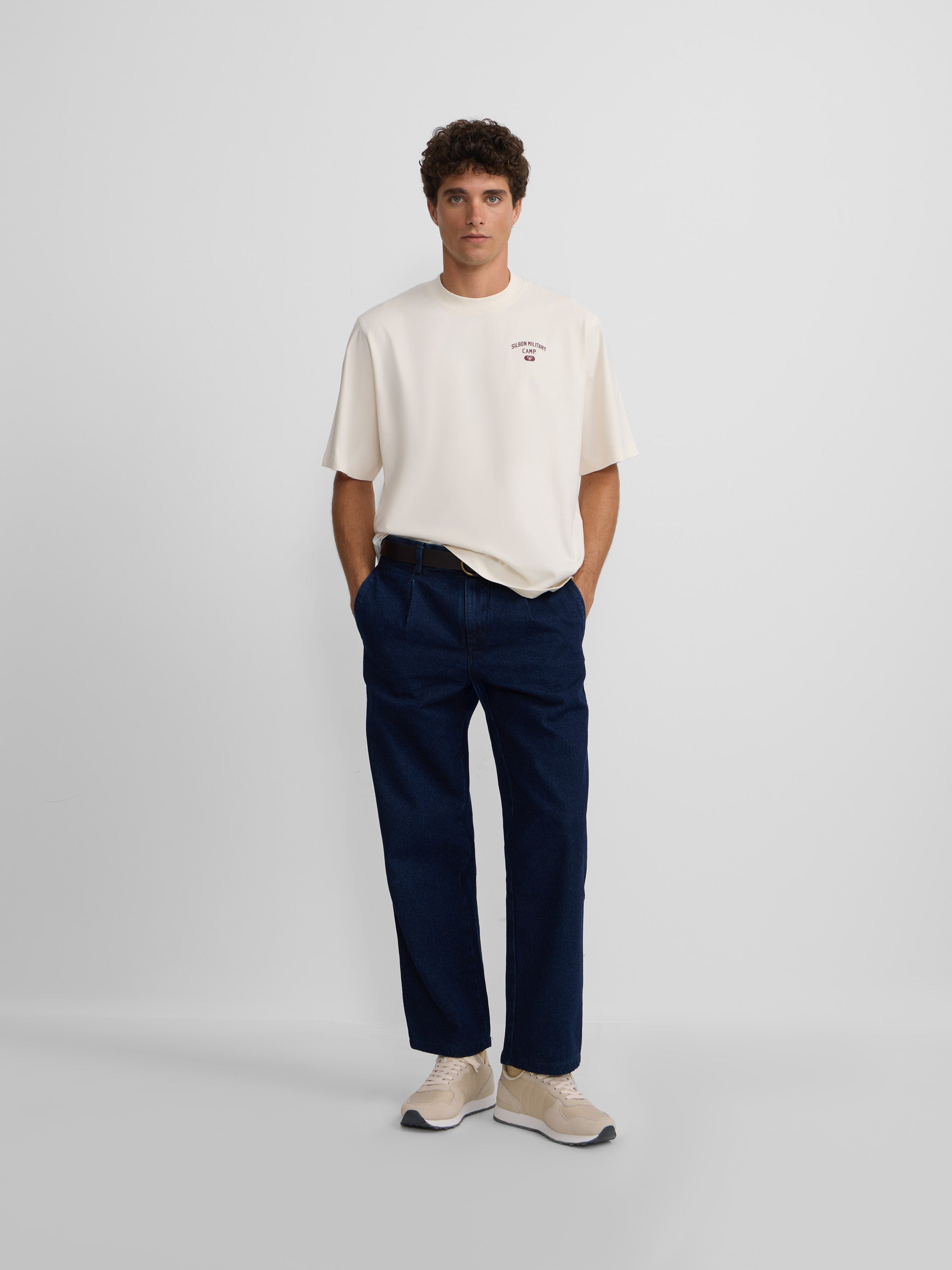 Special fit military camp cream t-shirt