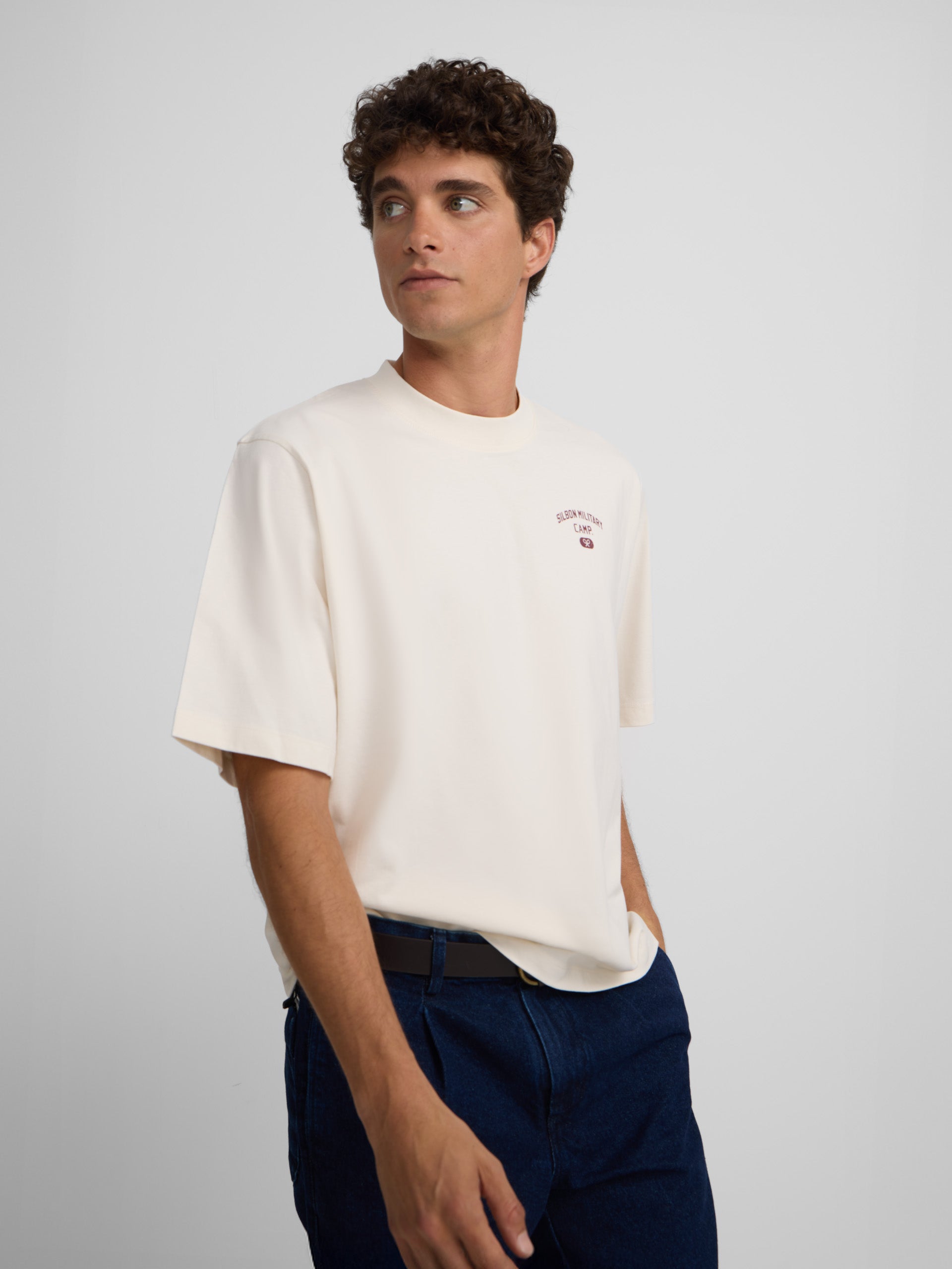 Special fit military camp cream t-shirt