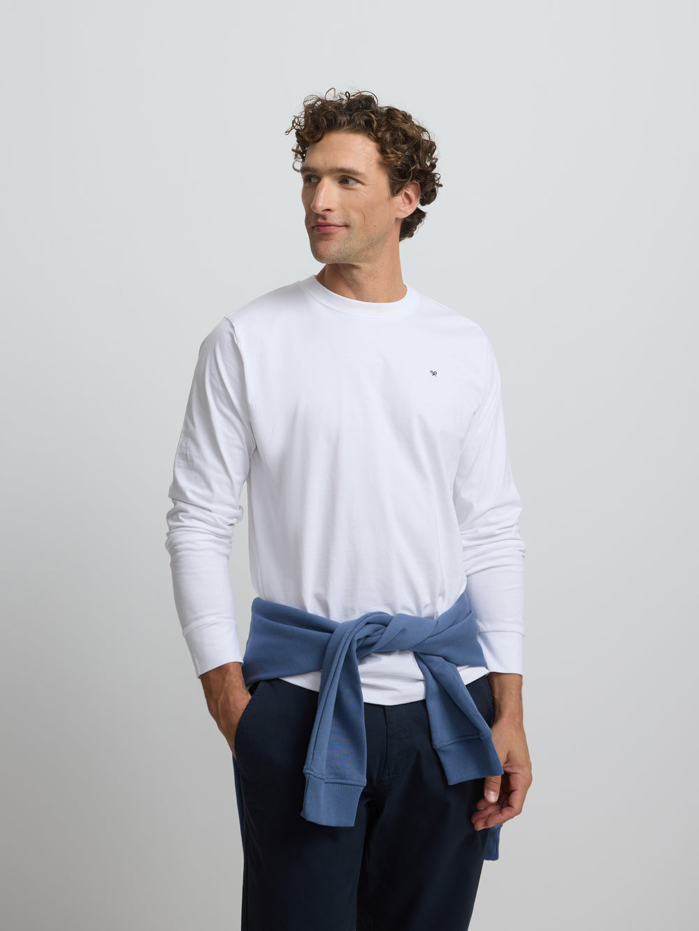 Camiseta manga larga minilogo blanca