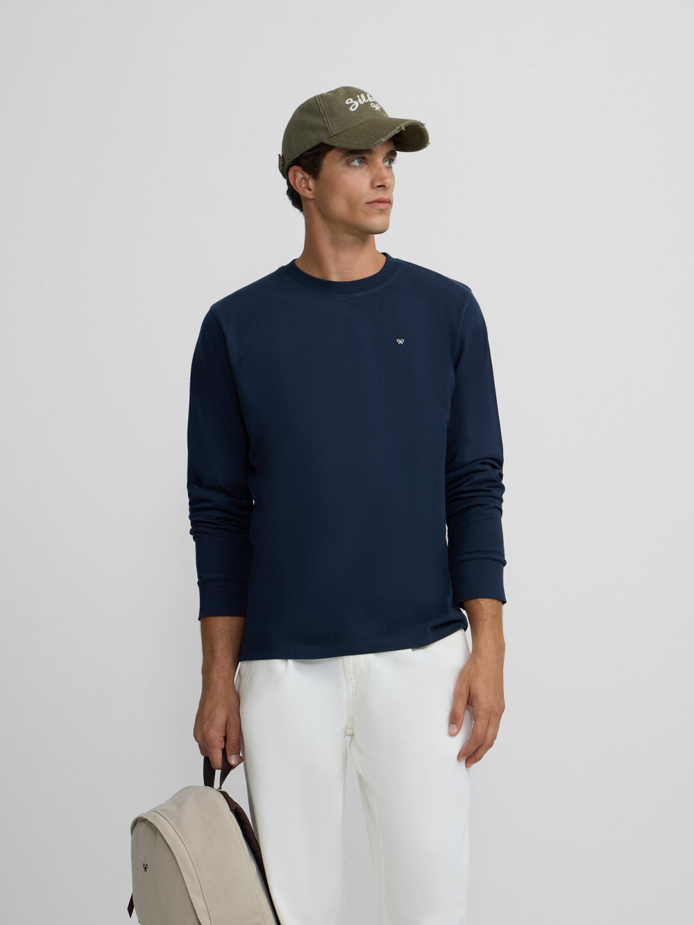Camiseta manga larga minilogo azul marino