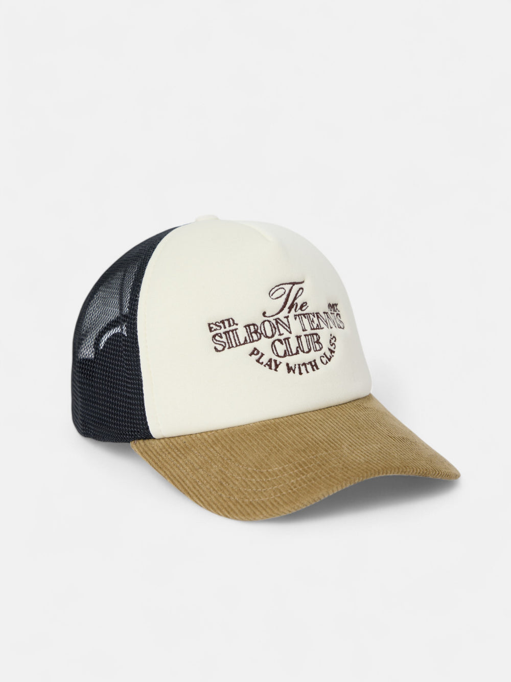 Casquette camionneur en velours côtelé beige Tennis Club