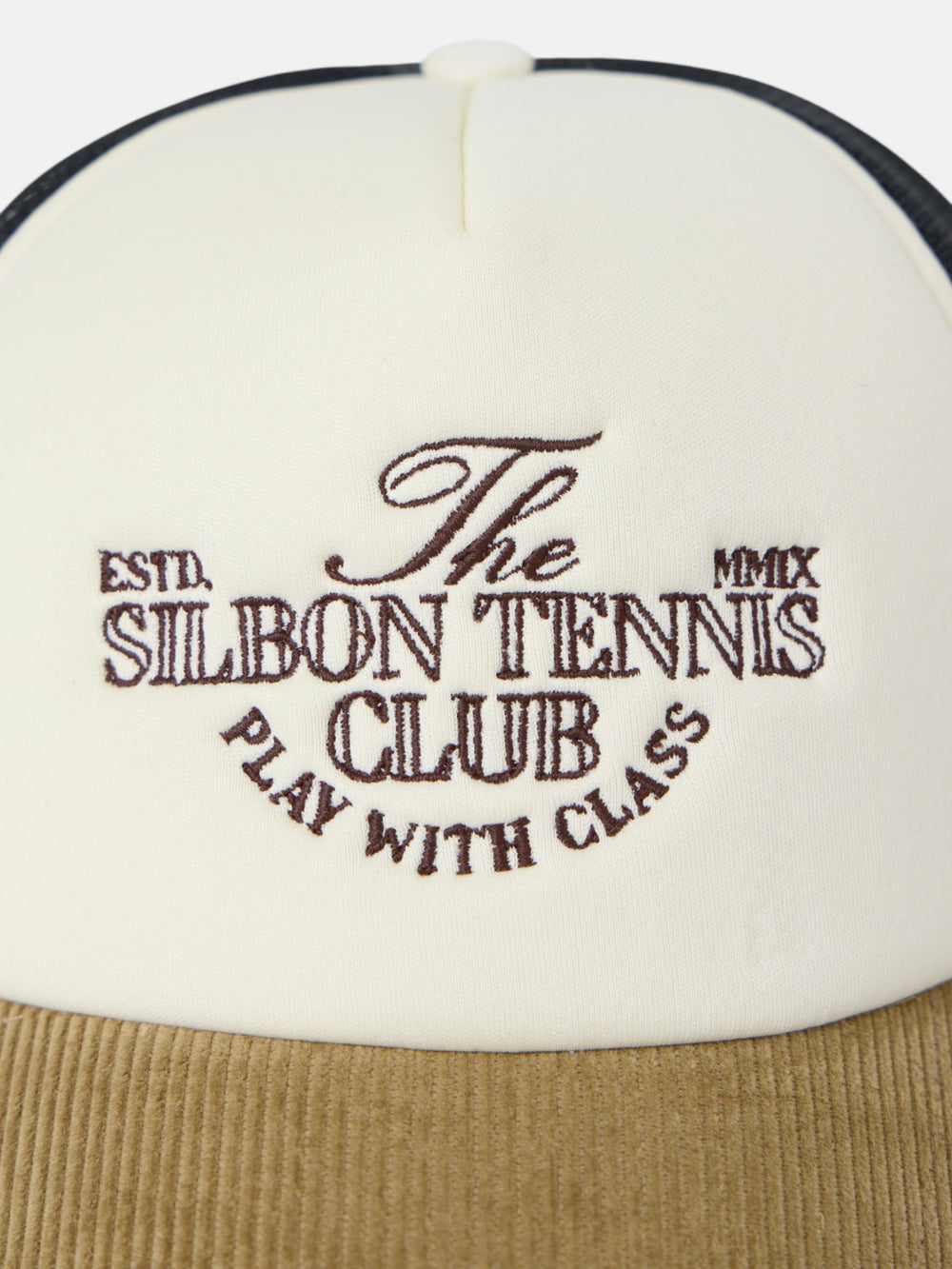 Casquette camionneur en velours côtelé beige Tennis Club