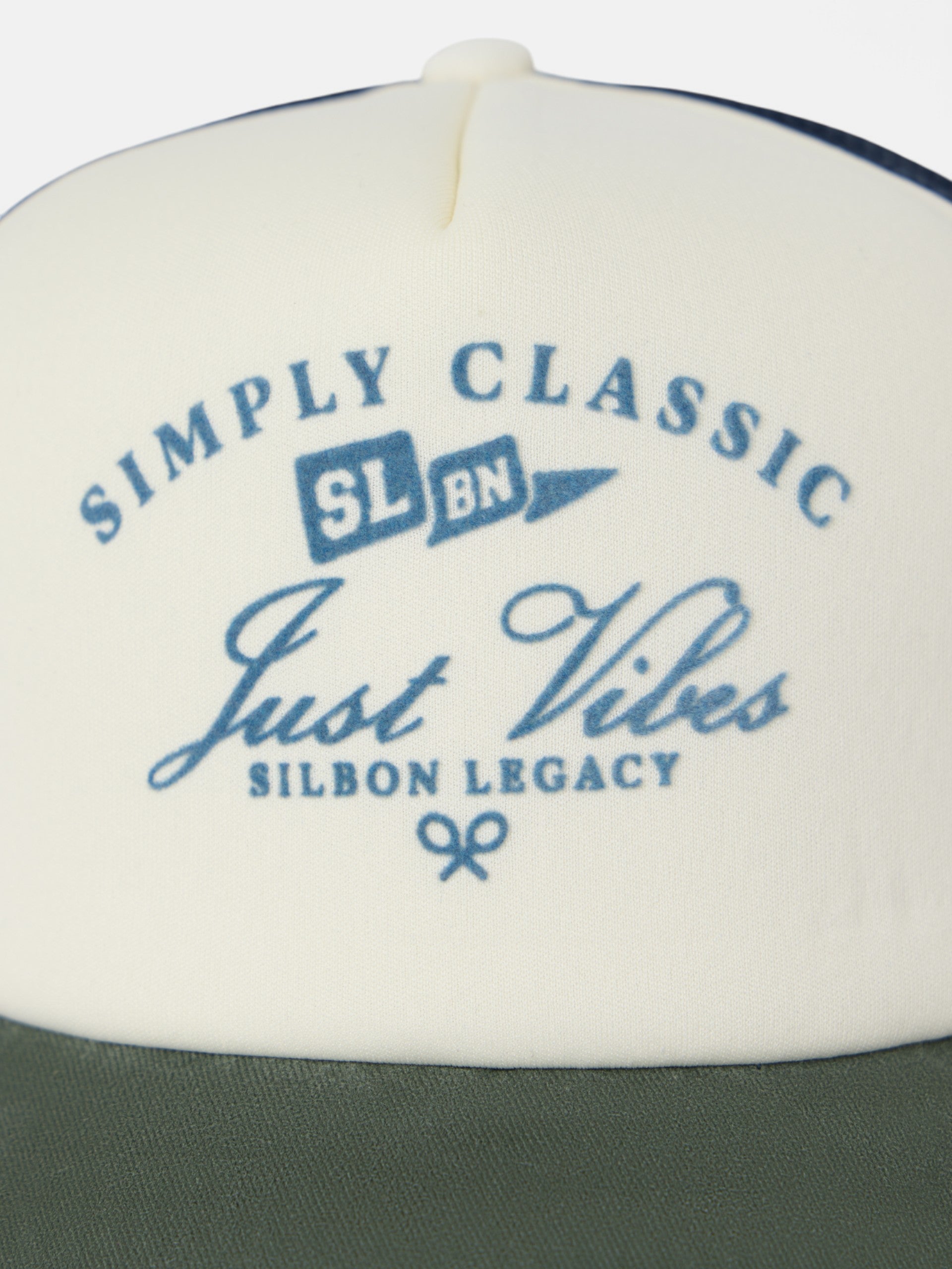 Casquette de camionneur bleue Just Vibes