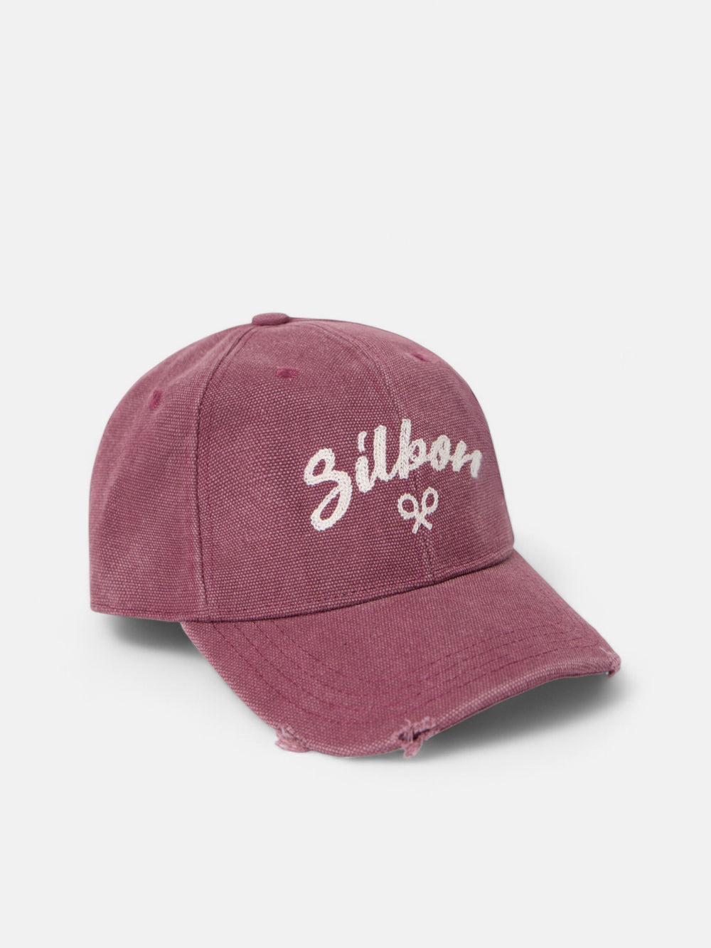 Gorra silbon desgastada burdeos