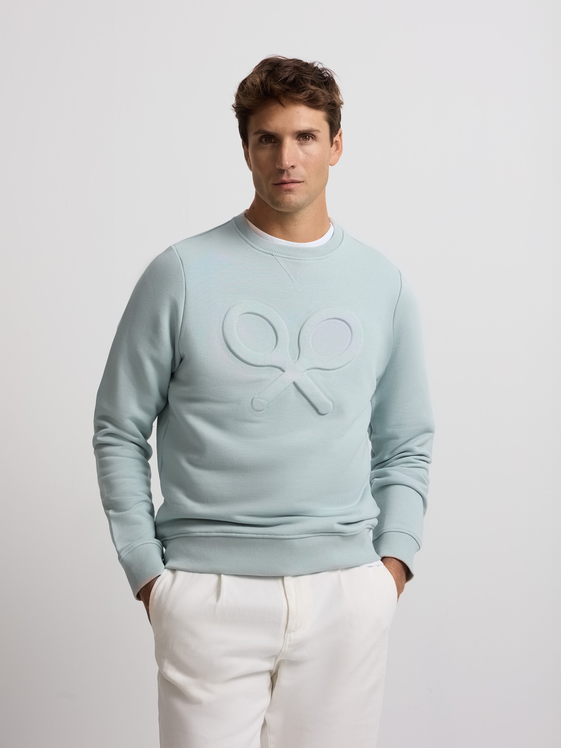 Sweatshirt clássica com logótipo em relevo verde água