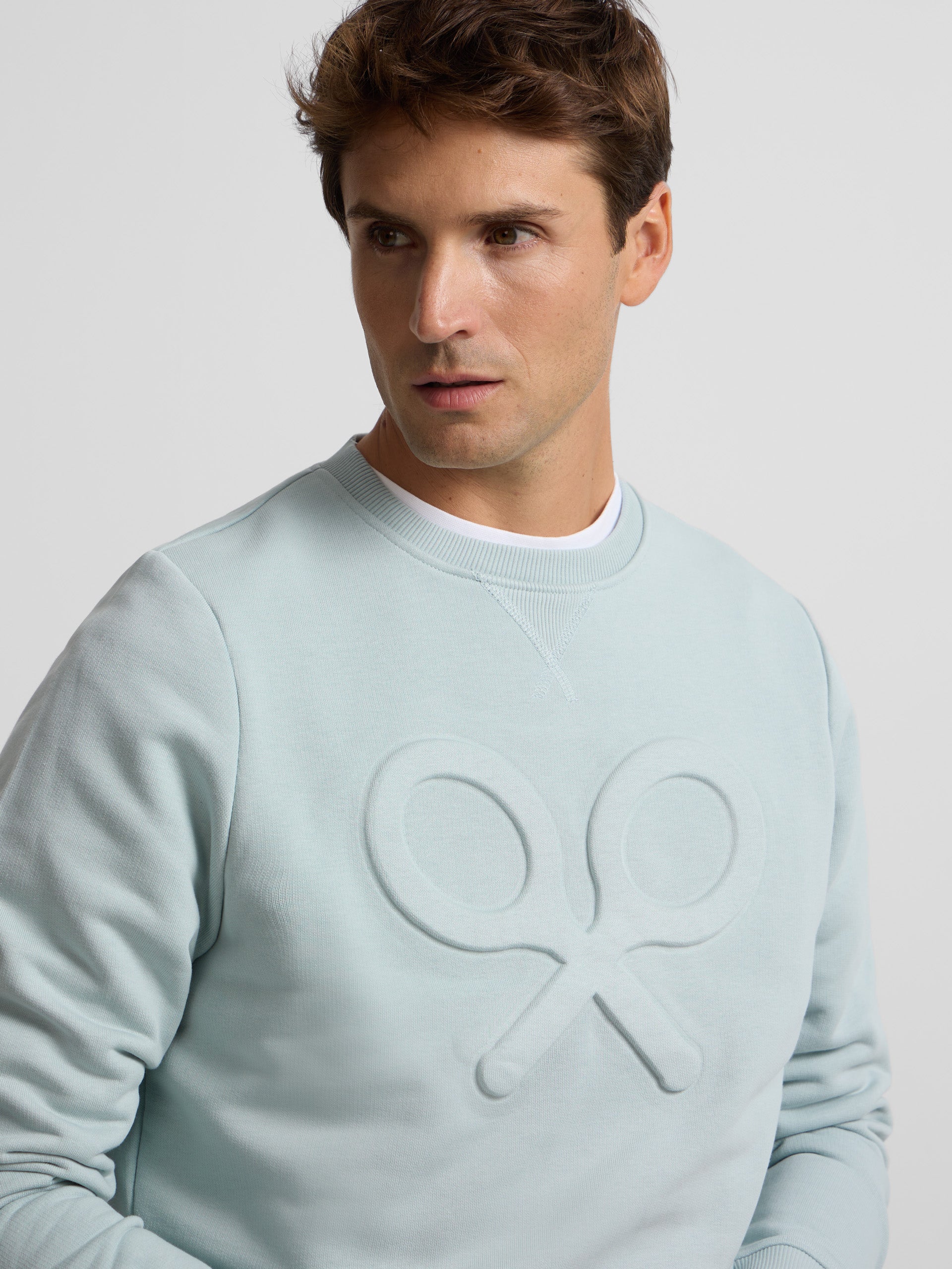 Sweatshirt clássica com logótipo em relevo verde água