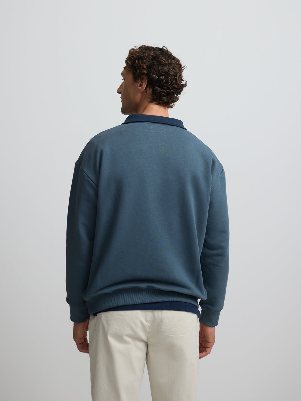 Sudadera polo contraste azul verde