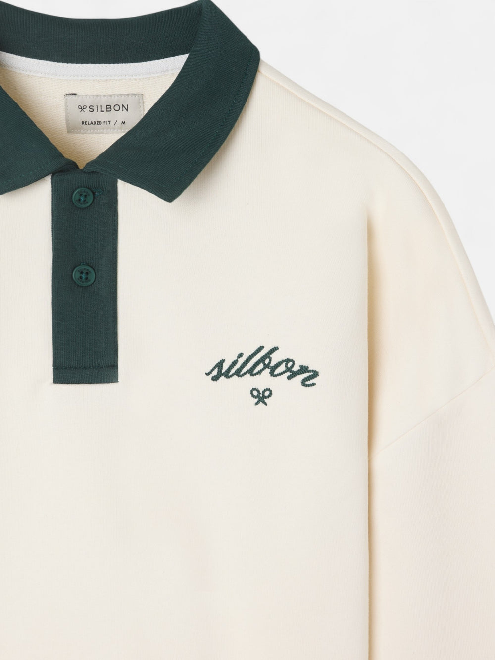Sudadera Silbon cuello polo contraste crema