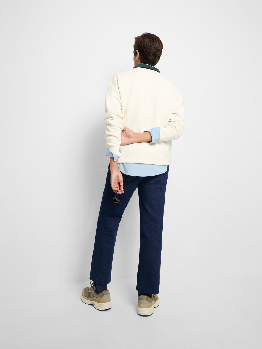 Sudadera Silbon cuello polo contraste crema