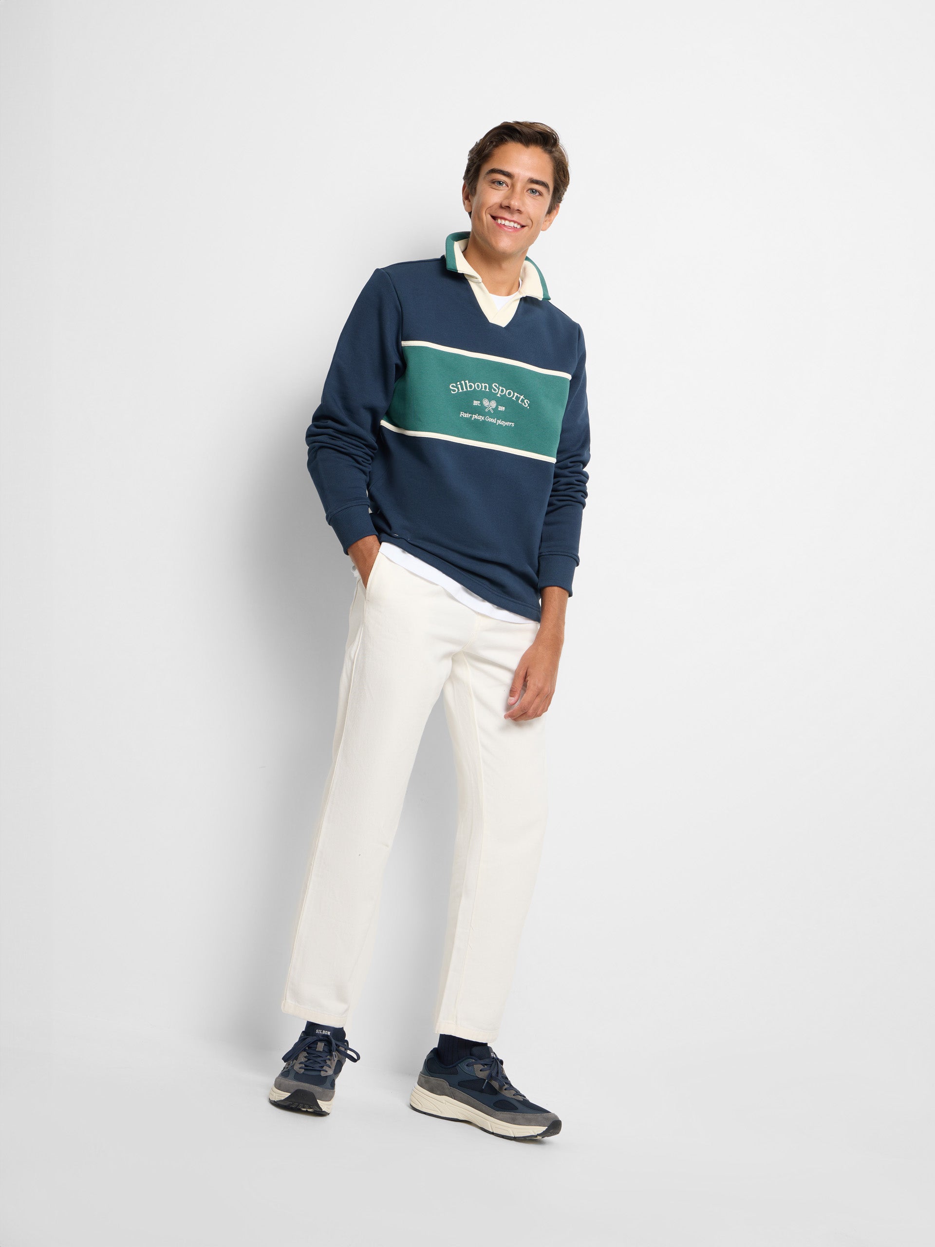 Sudadera cuello polo silbon sports marino