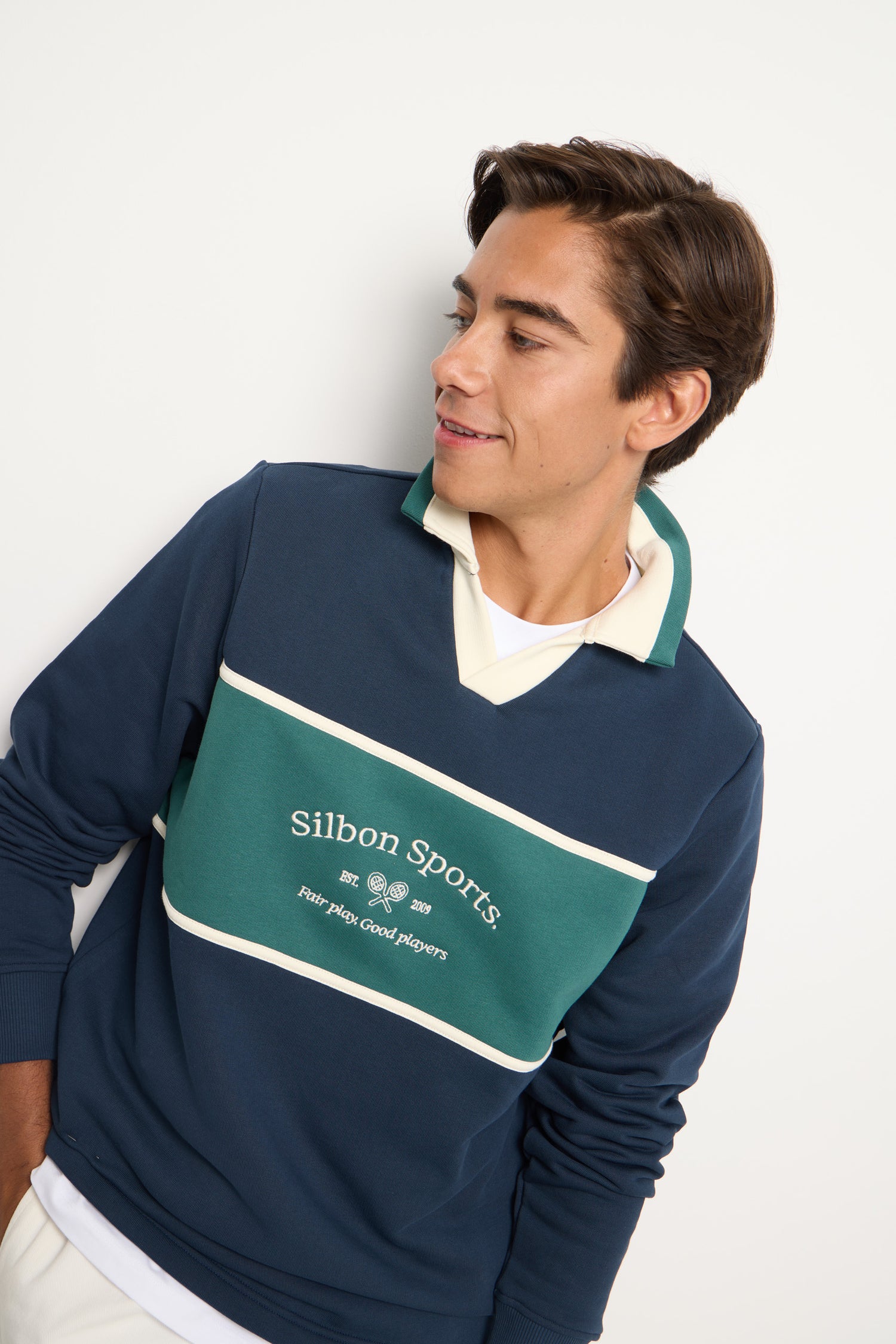 Silbon Sports navy polo neck sweatshirt