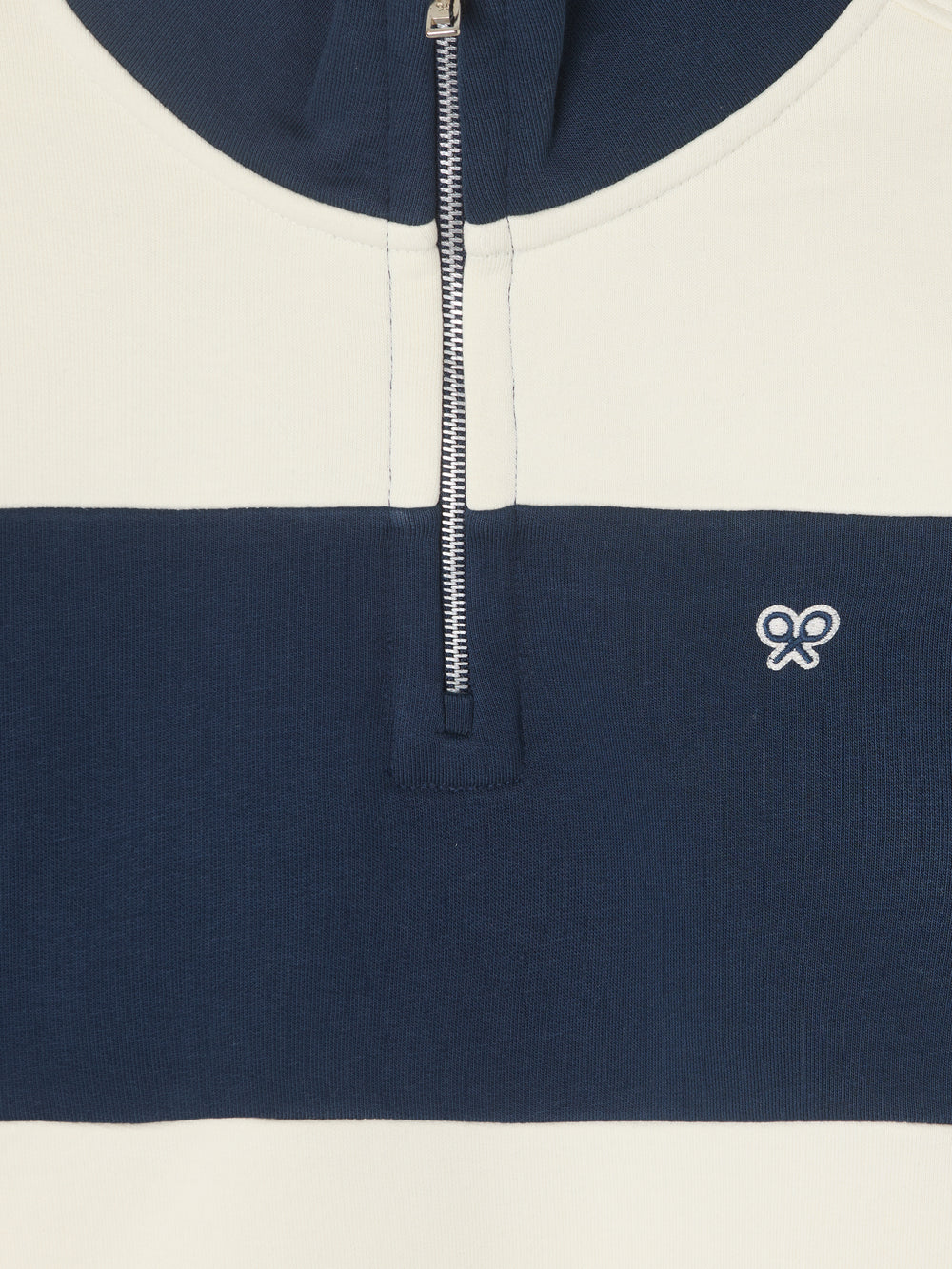 Sudadera media cremallera raya ancha marino