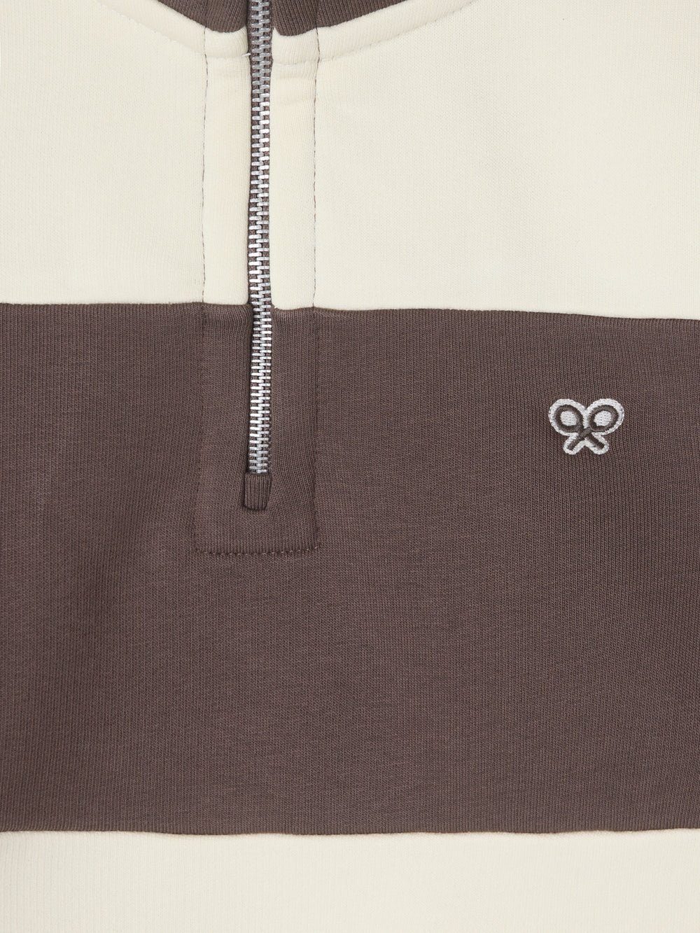 Sweat à mi-zip rayures larges marron