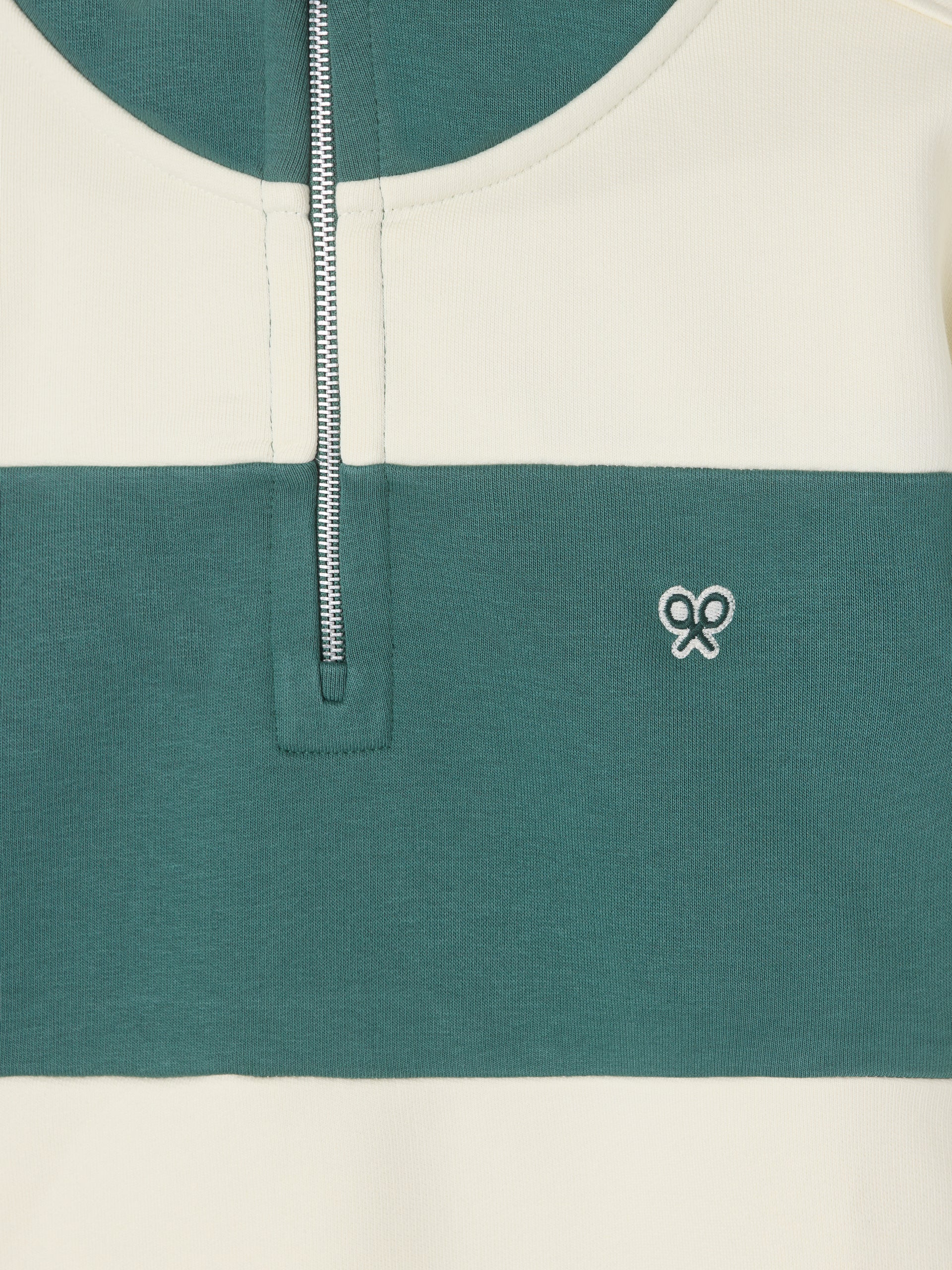 Sudadera media cremallera raya ancha verde