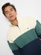 Relaxed fit half-zip sweatshirt with blue-green blocks