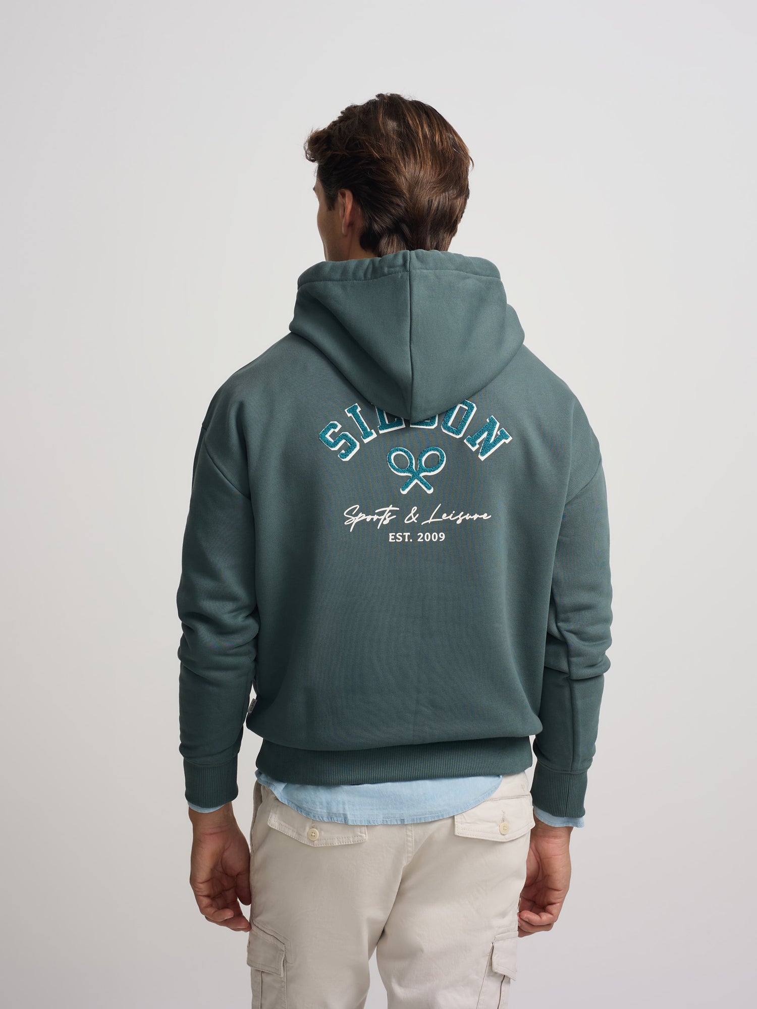 Dark green relaxed fit leisure hoodie